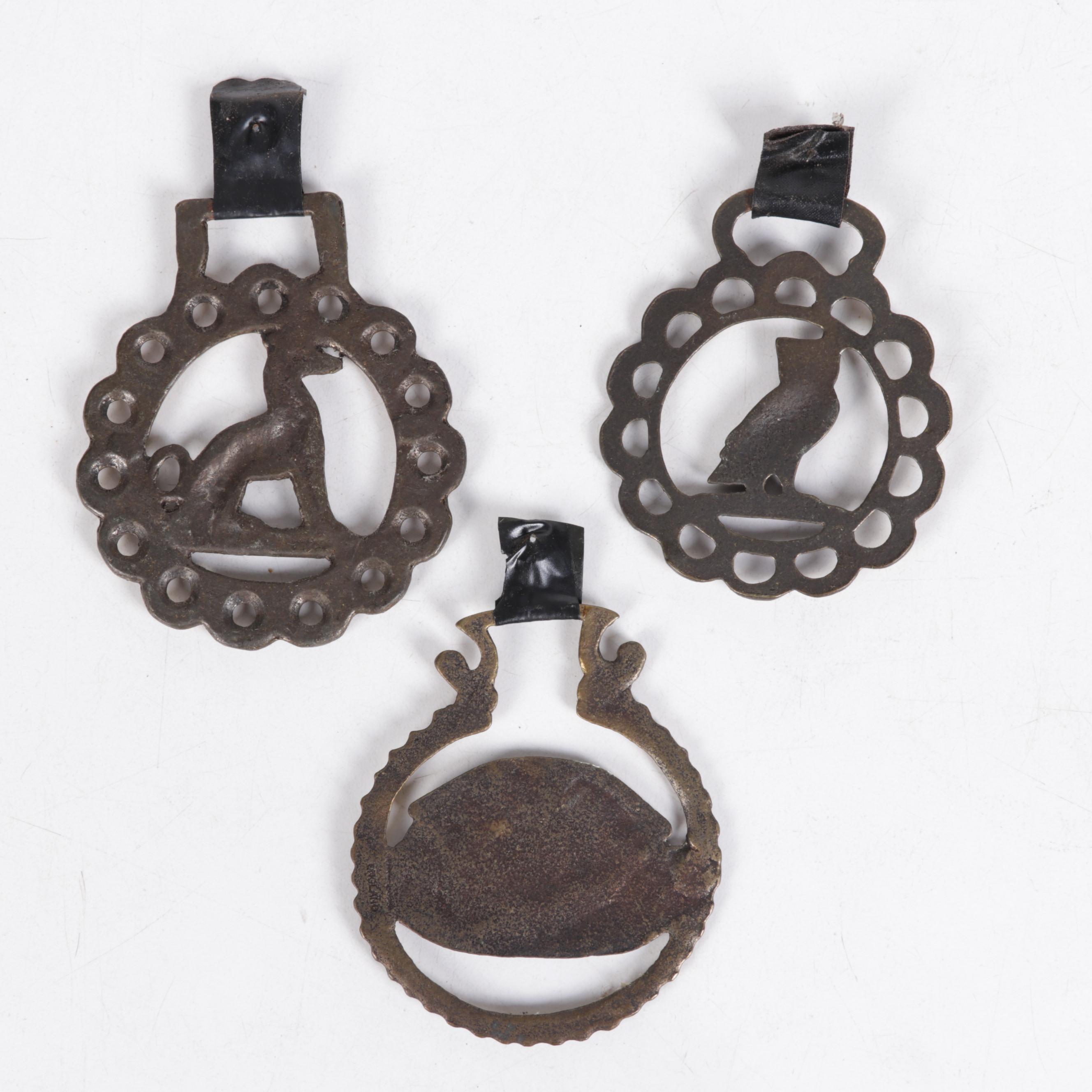 Ten Horse Brasses Featuring Pheasant, Owl, and More