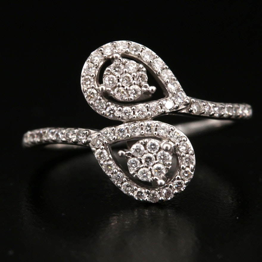 Sterling Diamond Bypass Ring