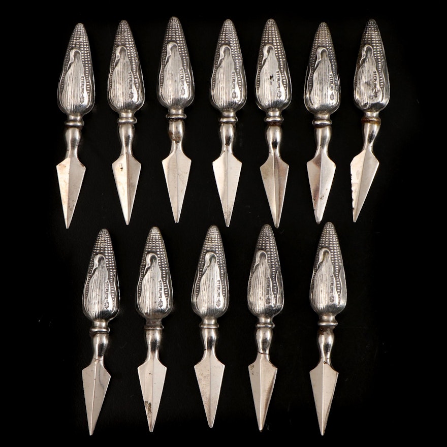 Webster Sterling Silver Handled Corn Cob Holders, Early to Mid 20th Century