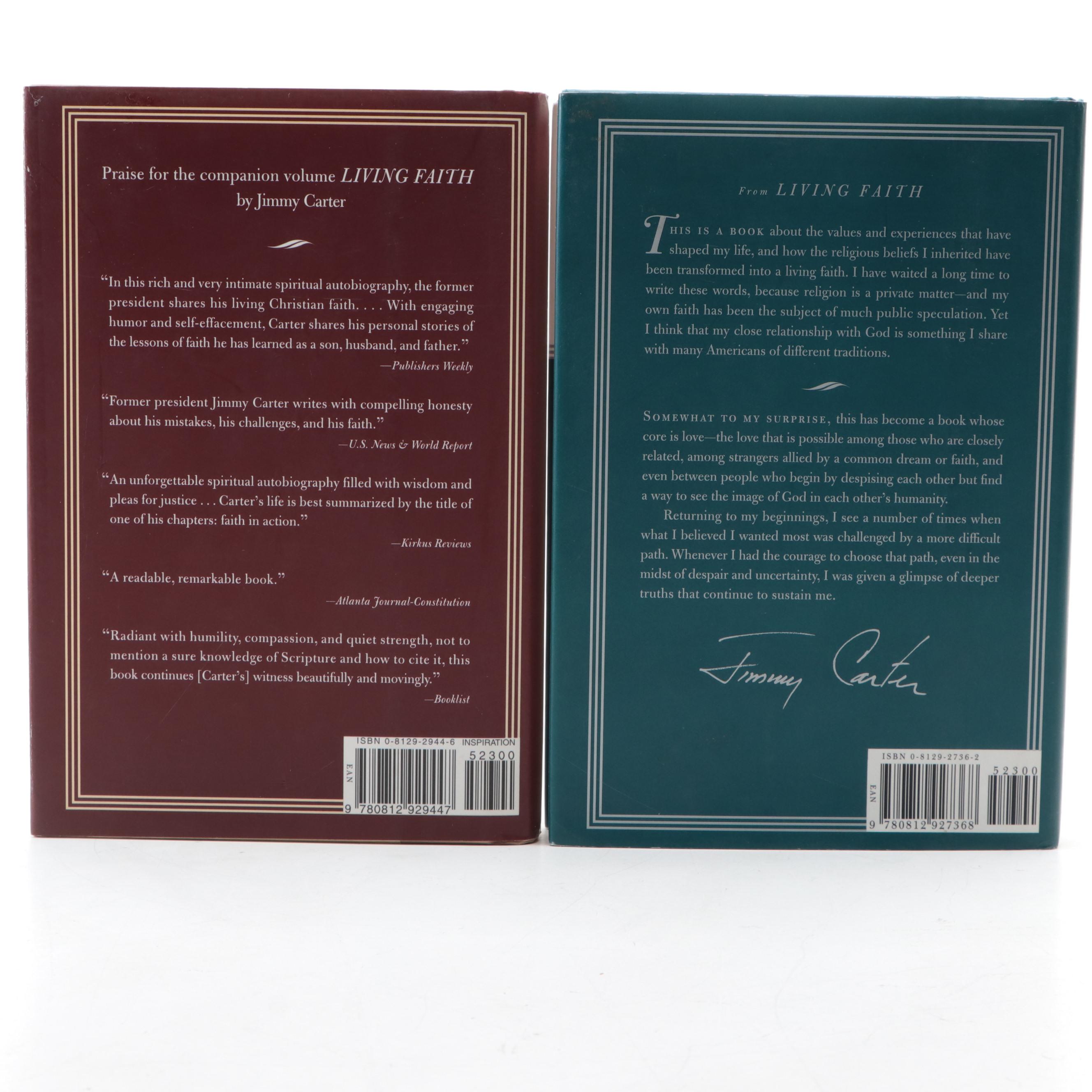 Signed First Edition "Living Faith" and "Sources of Strength" by Jimmy Carter