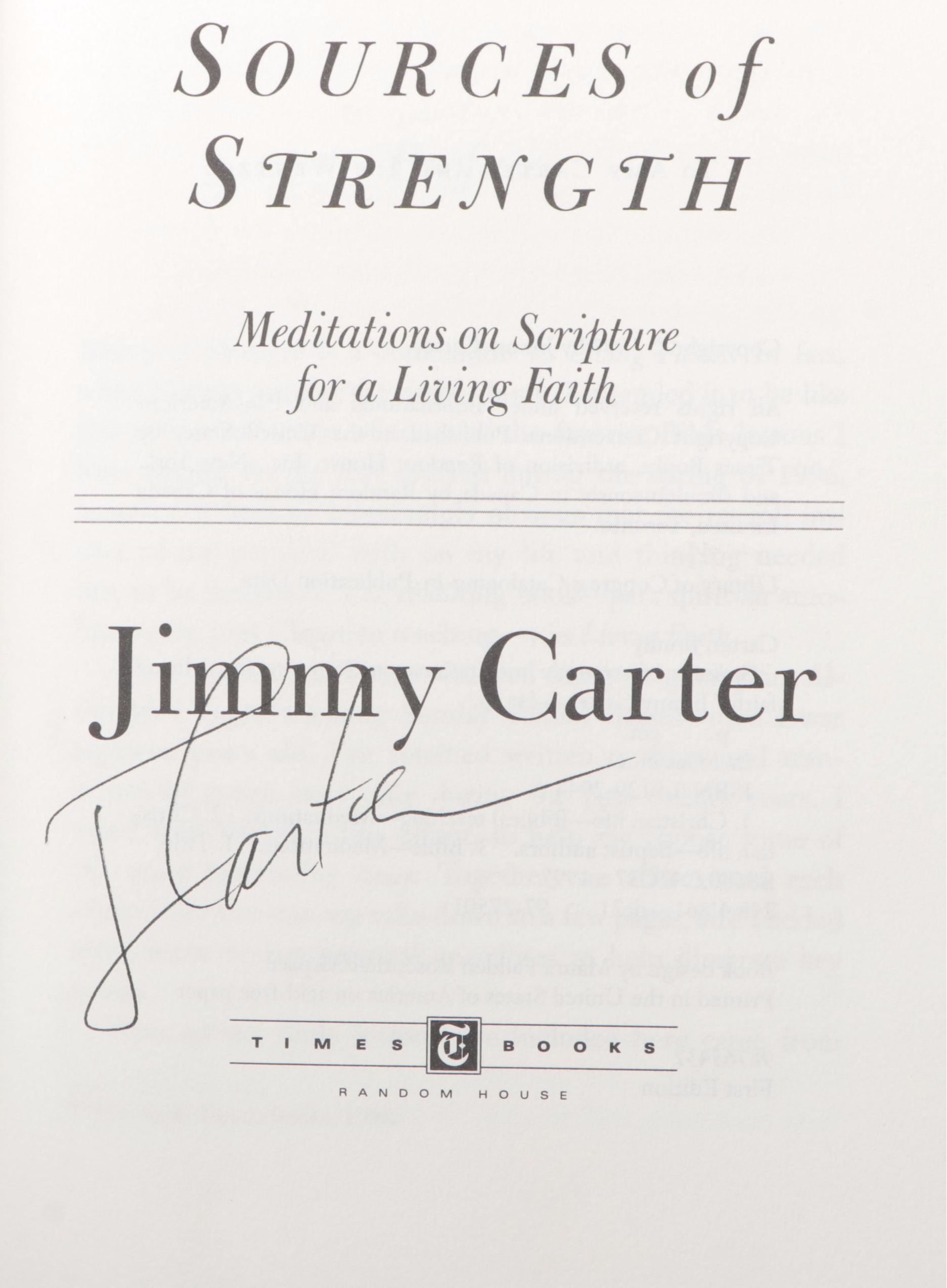 Signed First Edition "Living Faith" and "Sources of Strength" by Jimmy Carter