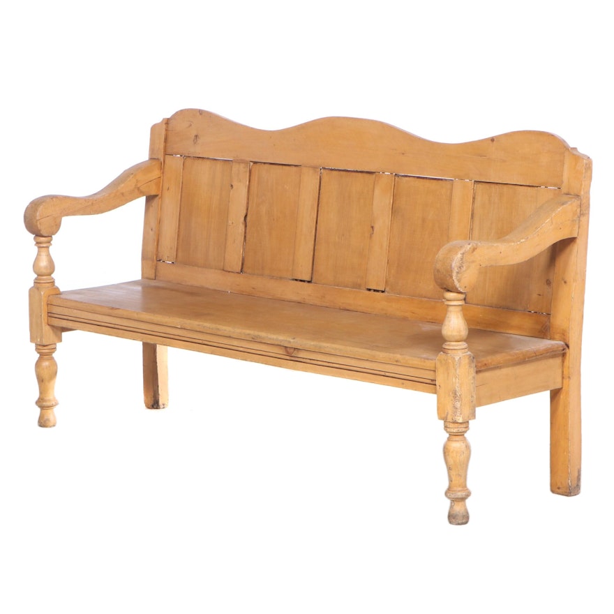 Scrubbed Pine Bench, 19th Century