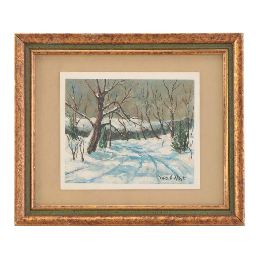 Waite Hoyt Landscape Offset Lithograph of Winter Scene