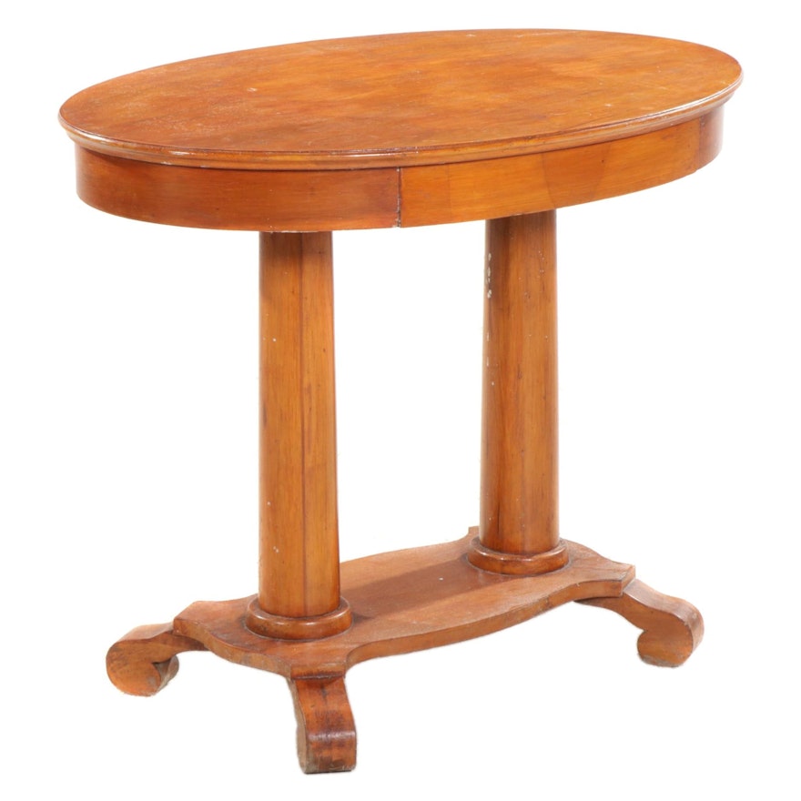 Hannah's Furniture Empire Cherry Double-Pedestal Table, 20th Century