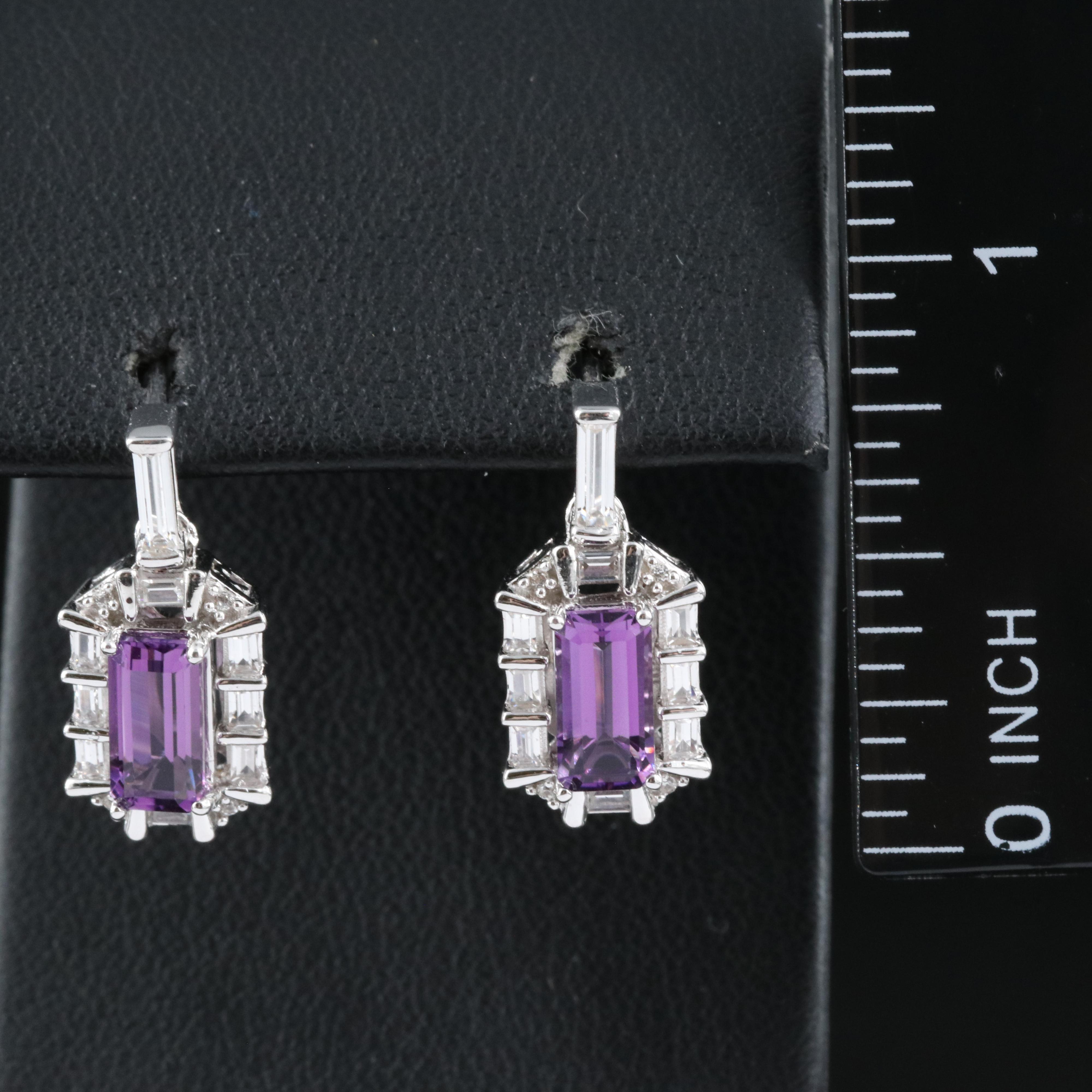 Sterling Amethyst and Sapphire Drop Earrings