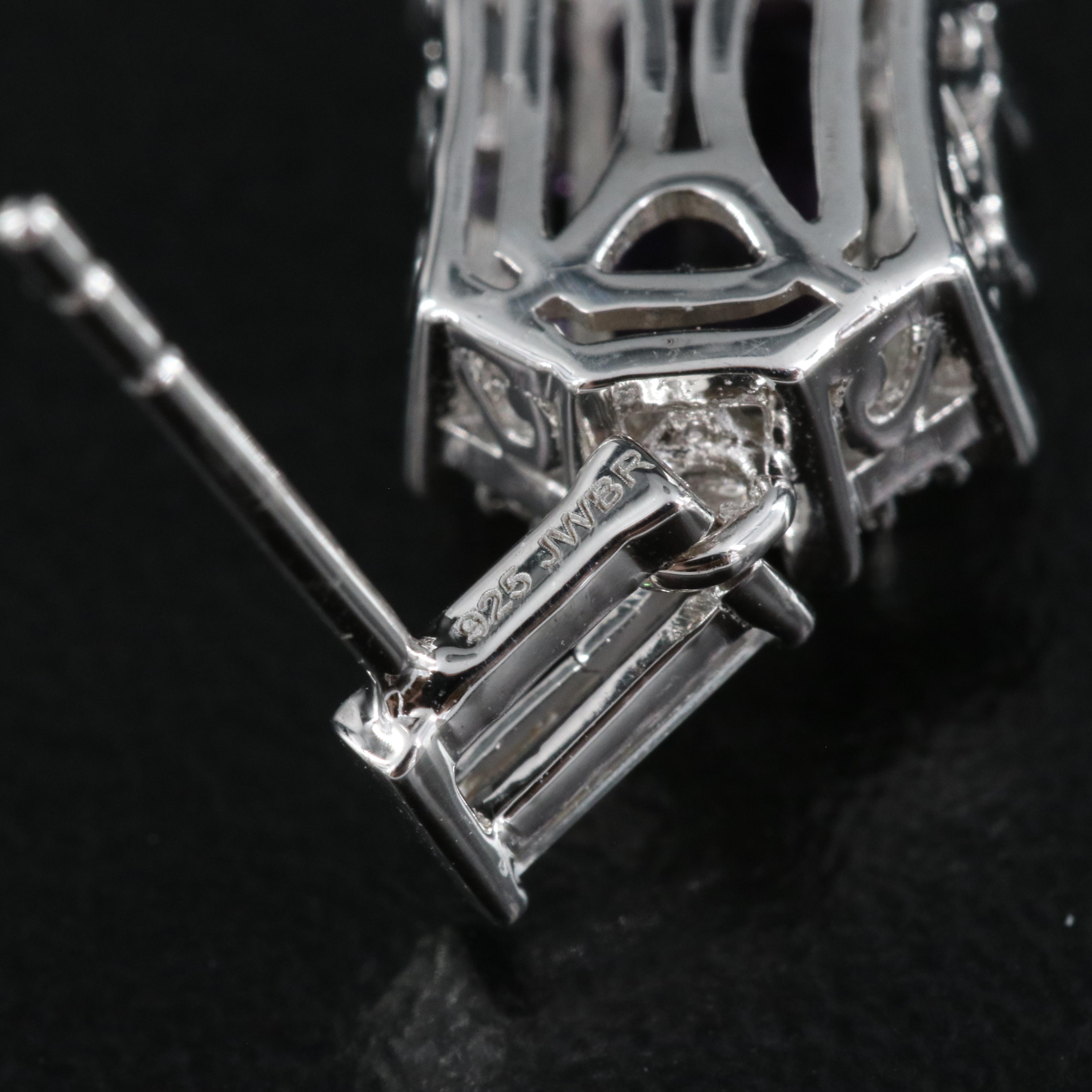 Sterling Amethyst and Sapphire Drop Earrings