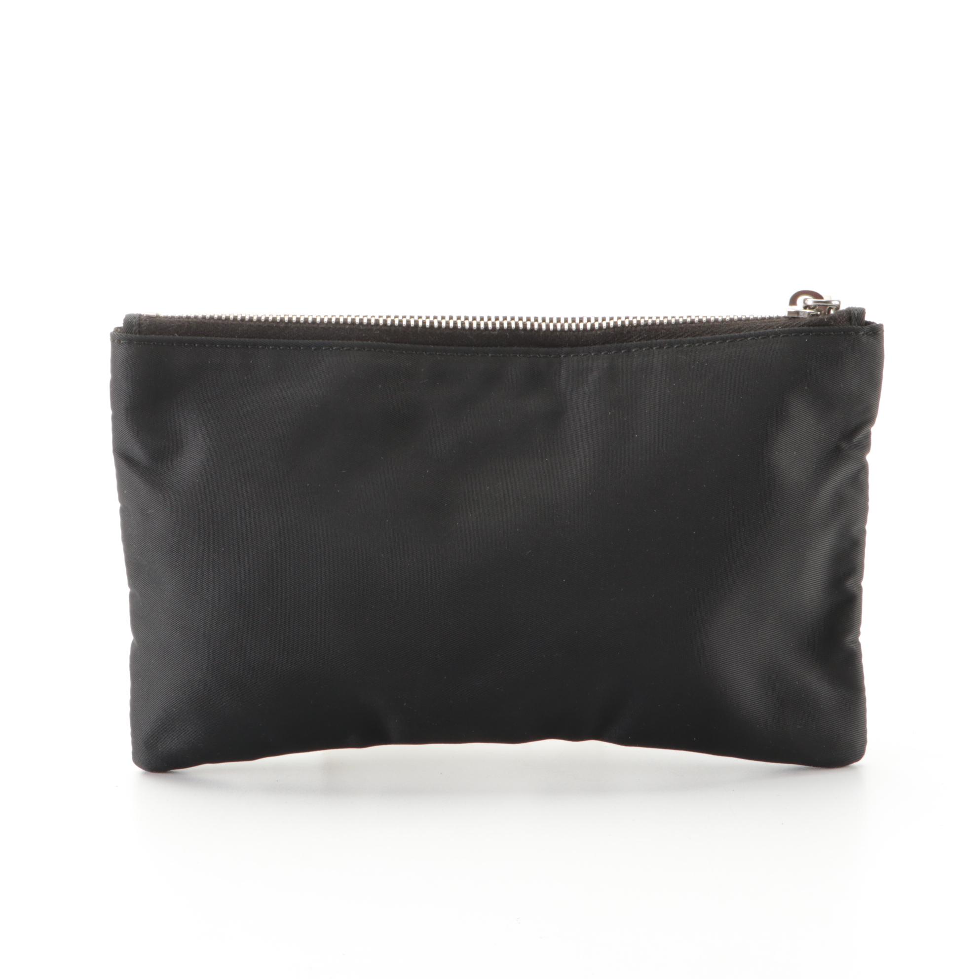 Prada Zip Pouch in Embellished Tessuto Skull Nylon with Box EBTH