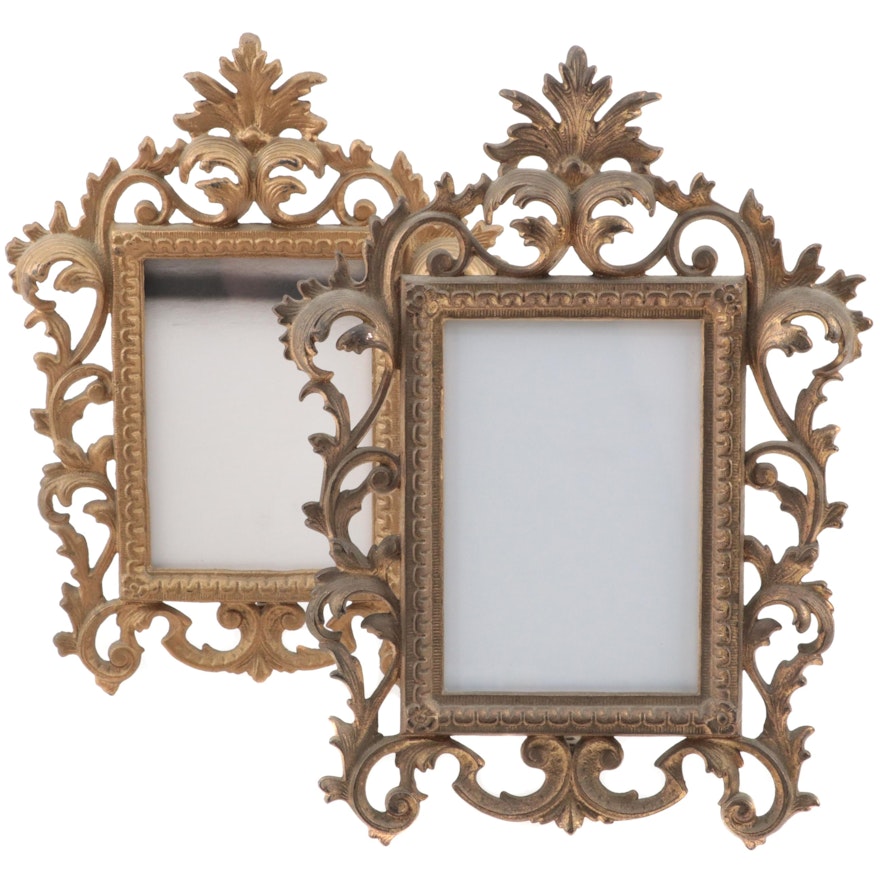 Neoclassical Style Gilt Metal Table Top Picture Frames