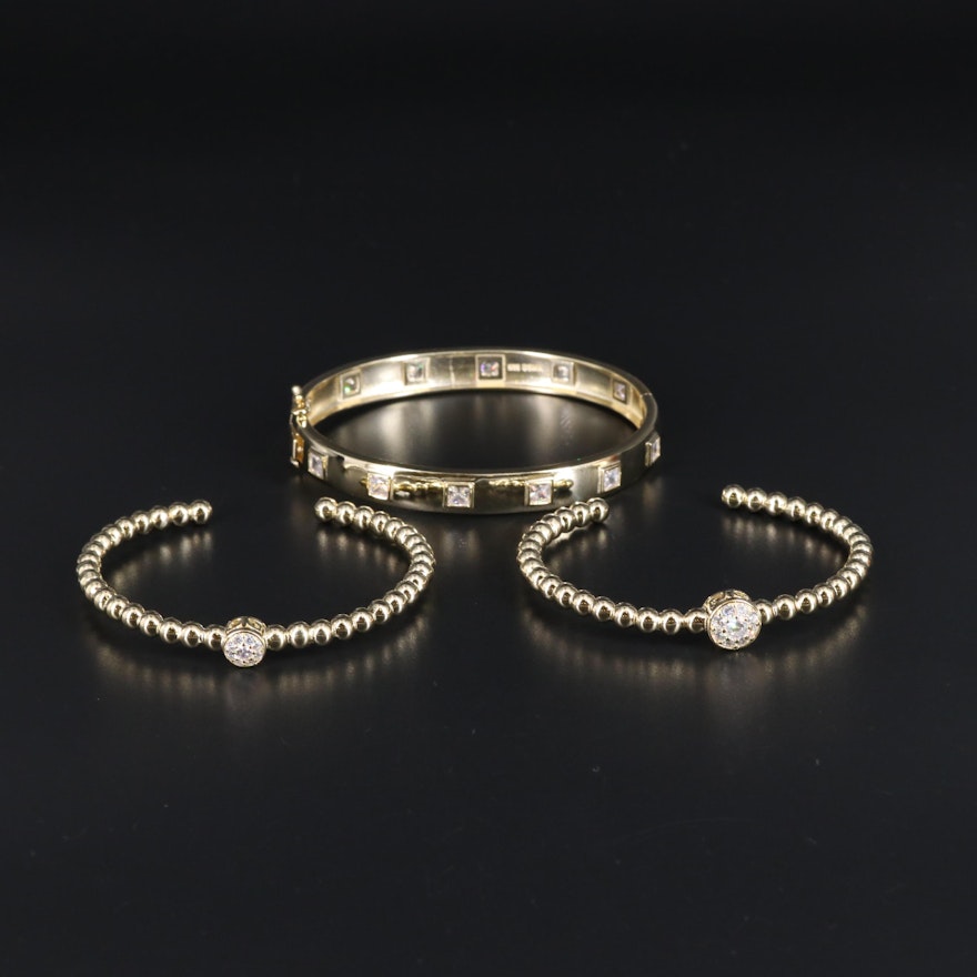 Sterling Silver Bracelet Trio Including Gemstones