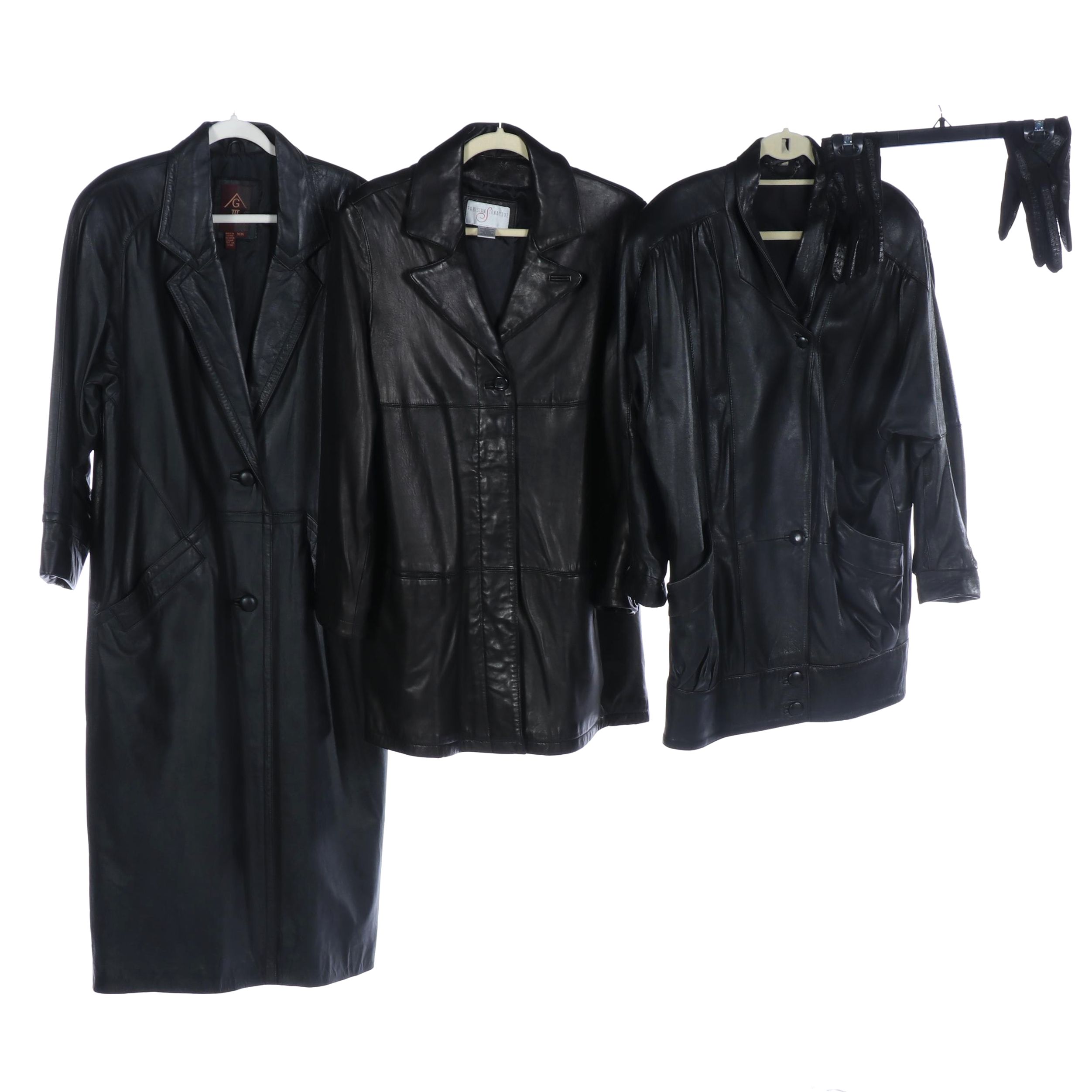 G-III Leather Trench Coat with Parisian Signature and Other Leather Coats