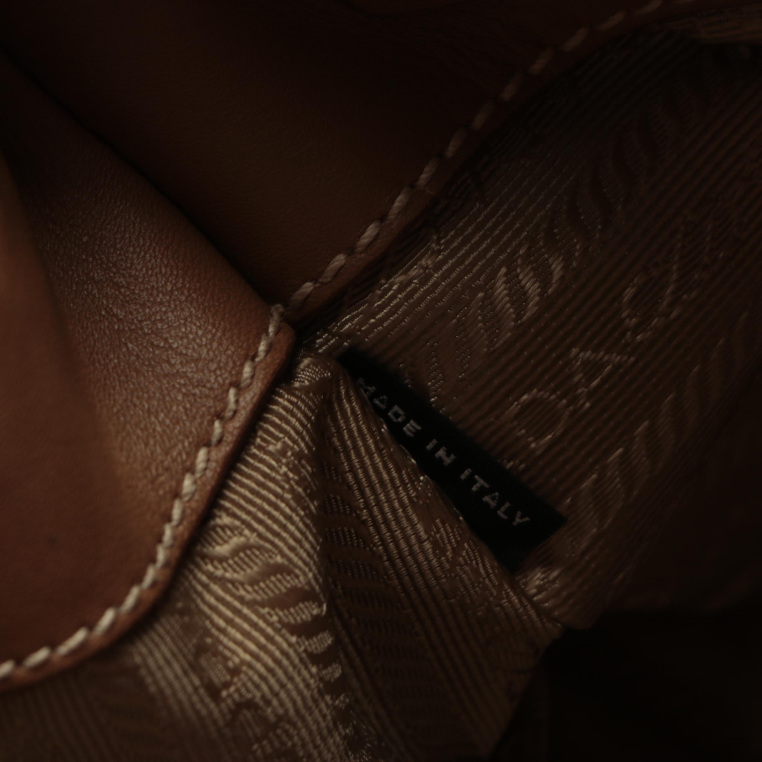 Prada Double-Zip Contrast Stitch Tote in Canvas and Leather