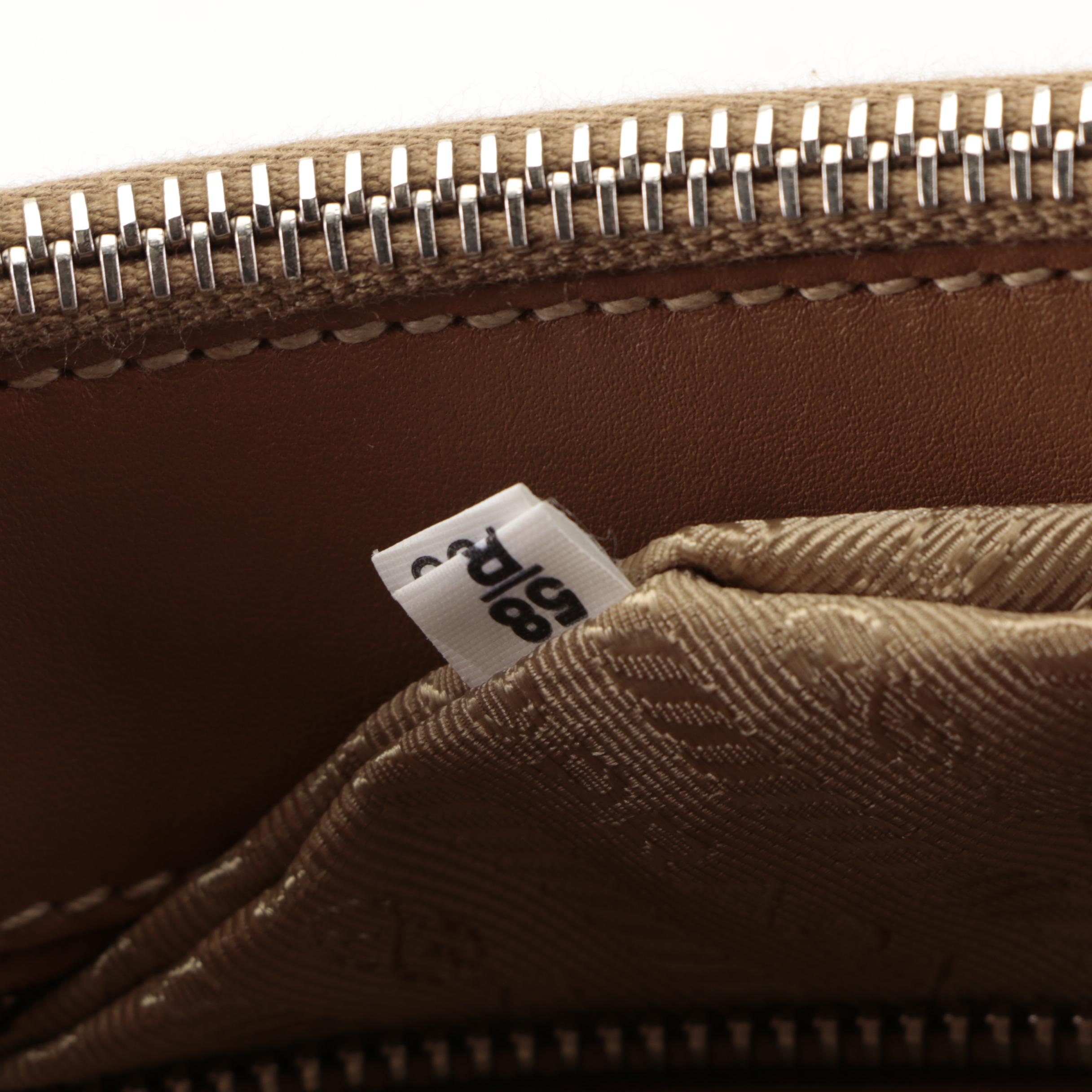 Prada Double-Zip Contrast Stitch Tote in Canvas and Leather