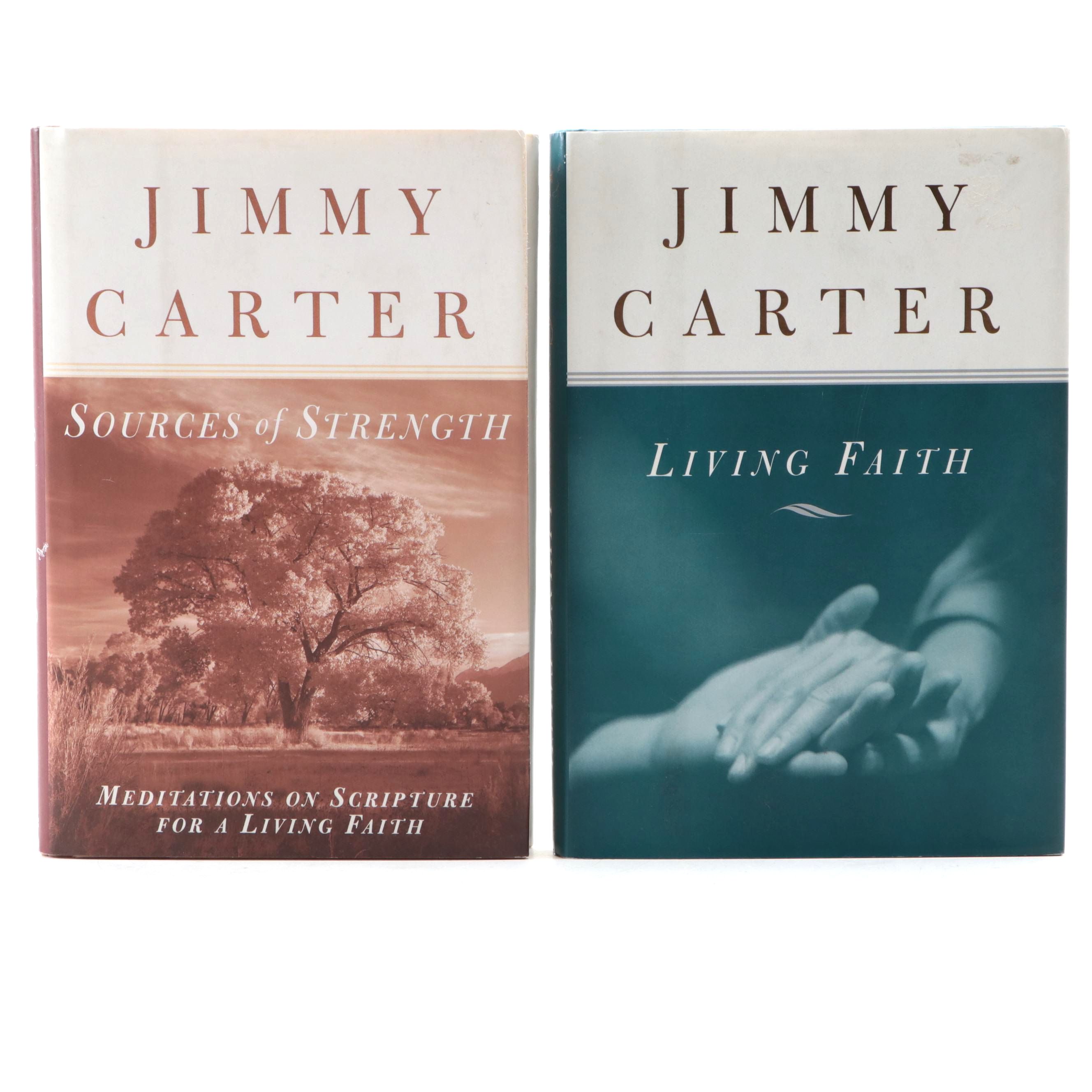 Signed First Edition "Living Faith" and "Sources of Strength" by Jimmy Carter