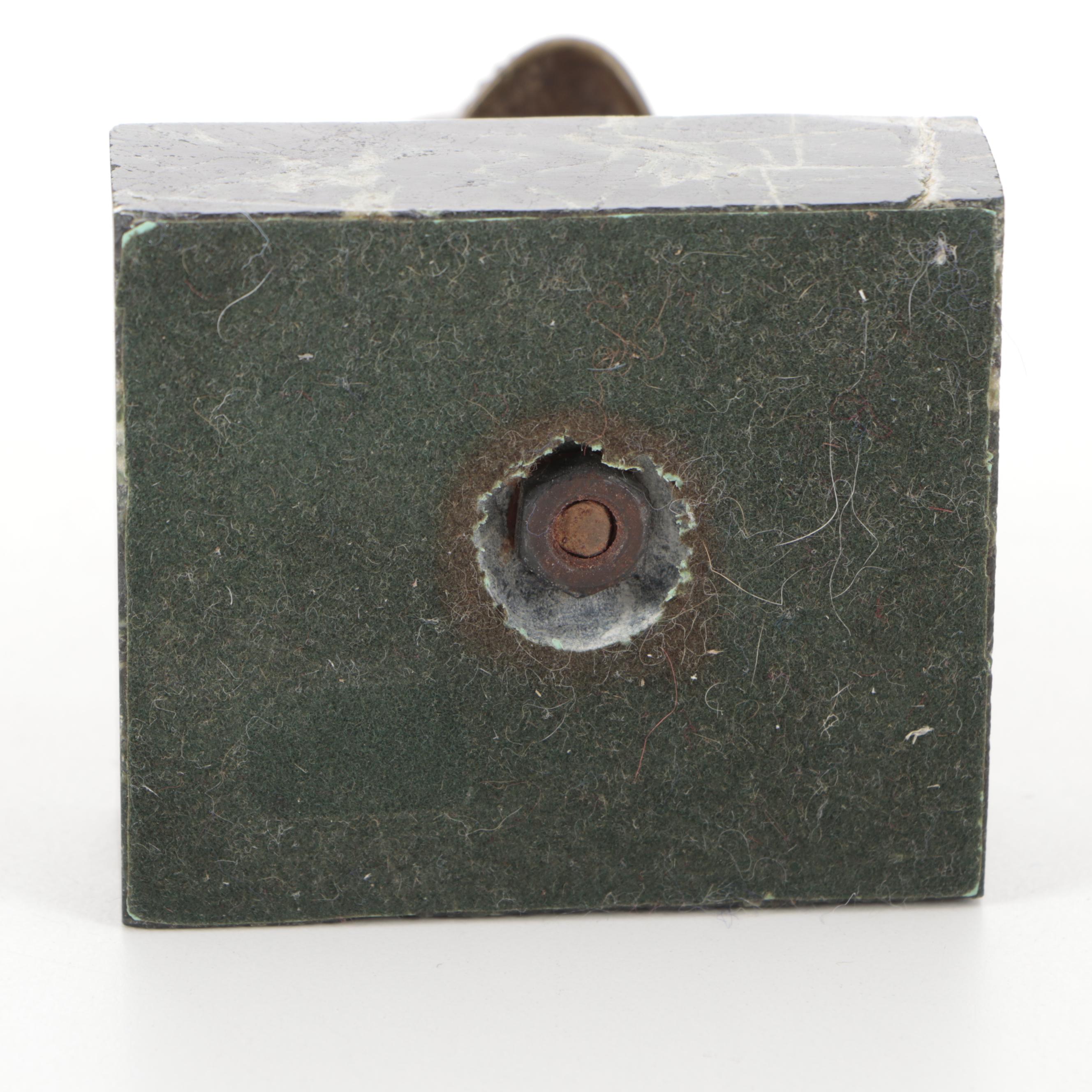 Cast Bronze Skull Memento Mori on Green Marble Plinth