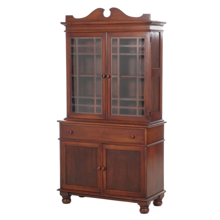 Colonial Revival Maple Two-Piece China Cabinet, Early to Mid 20th Century