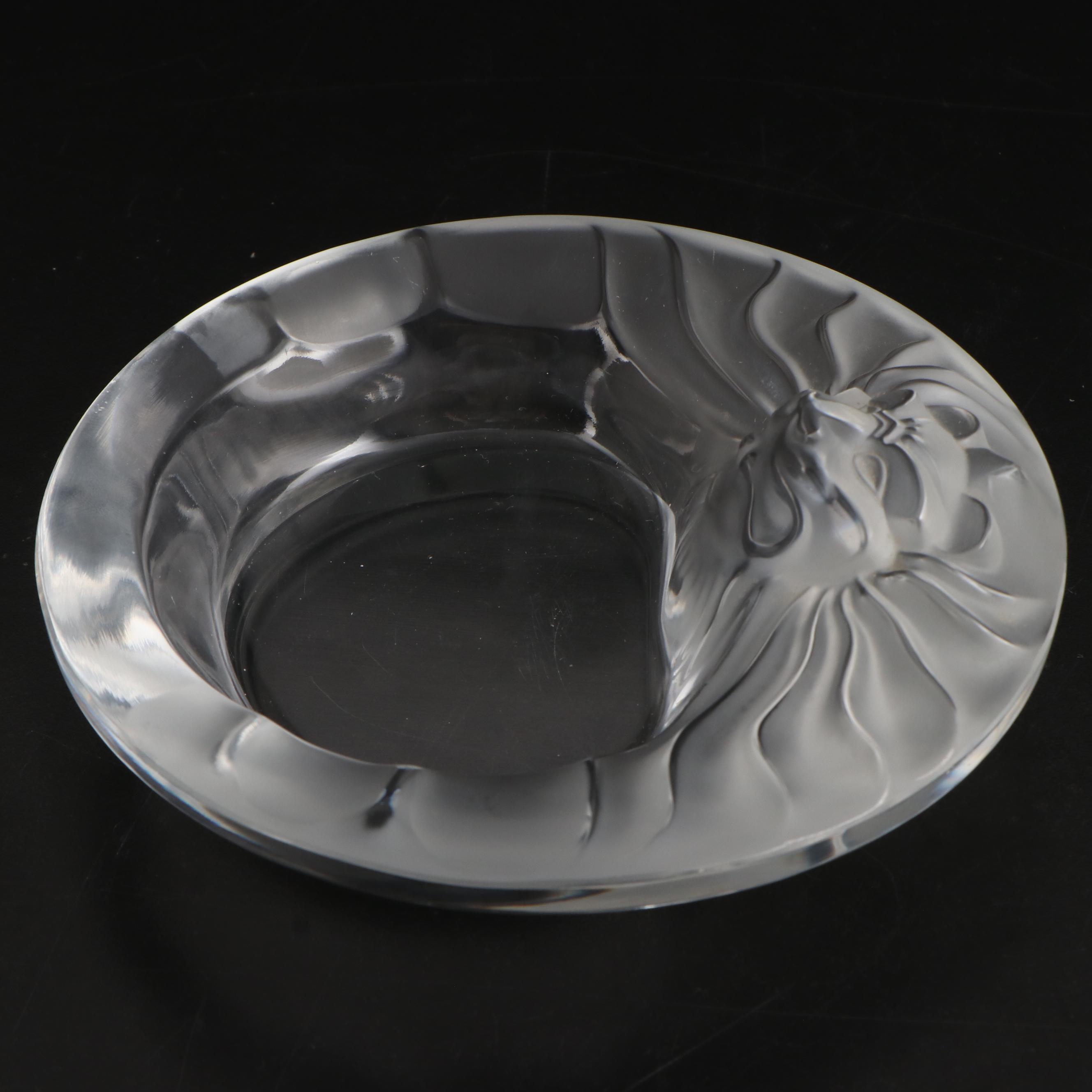 Lalique "Tête de Lion" Frosted Crystal Ashtray