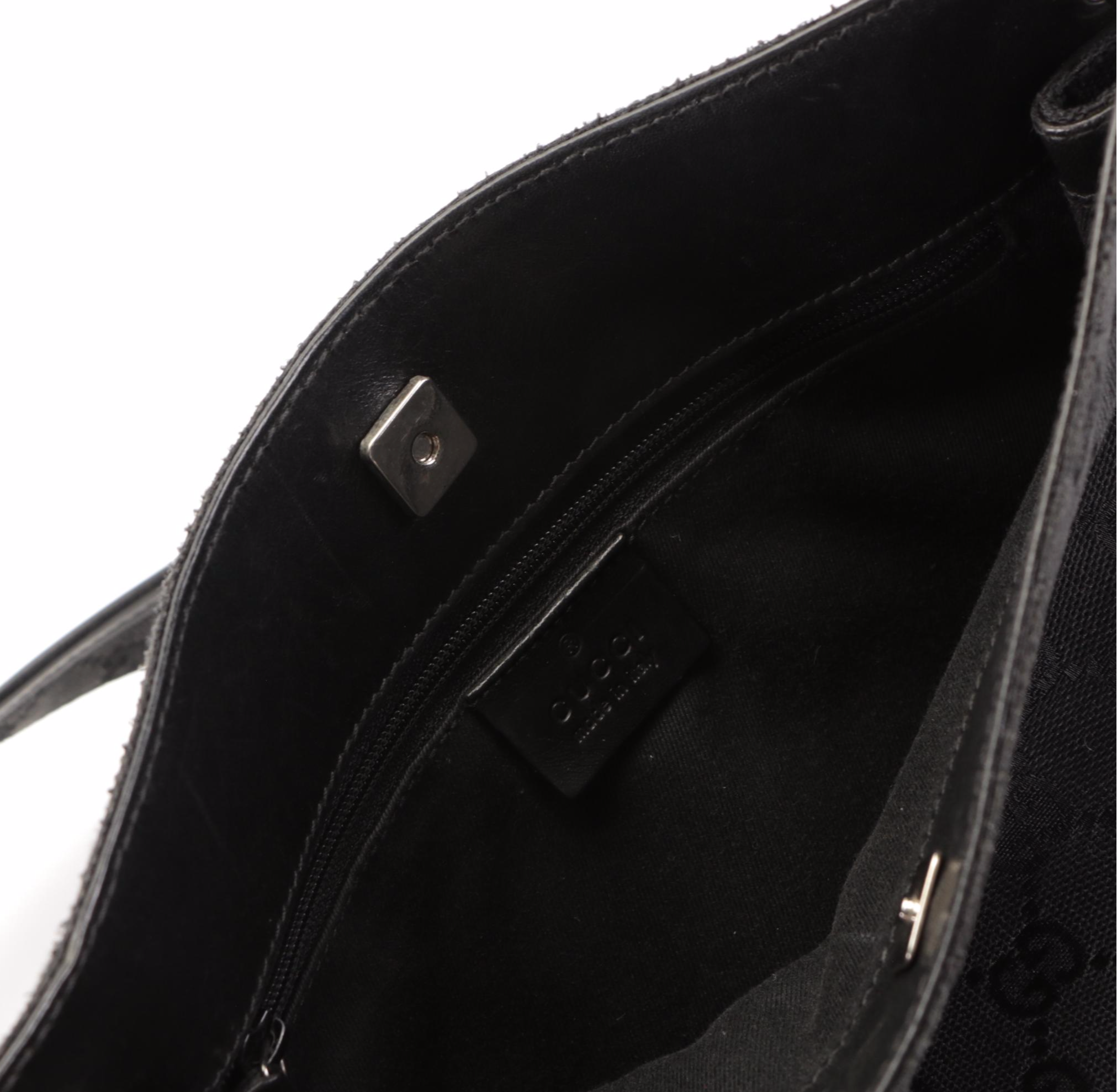 Gucci Flat Crossbody Bag in Black GG Canvas and Leather