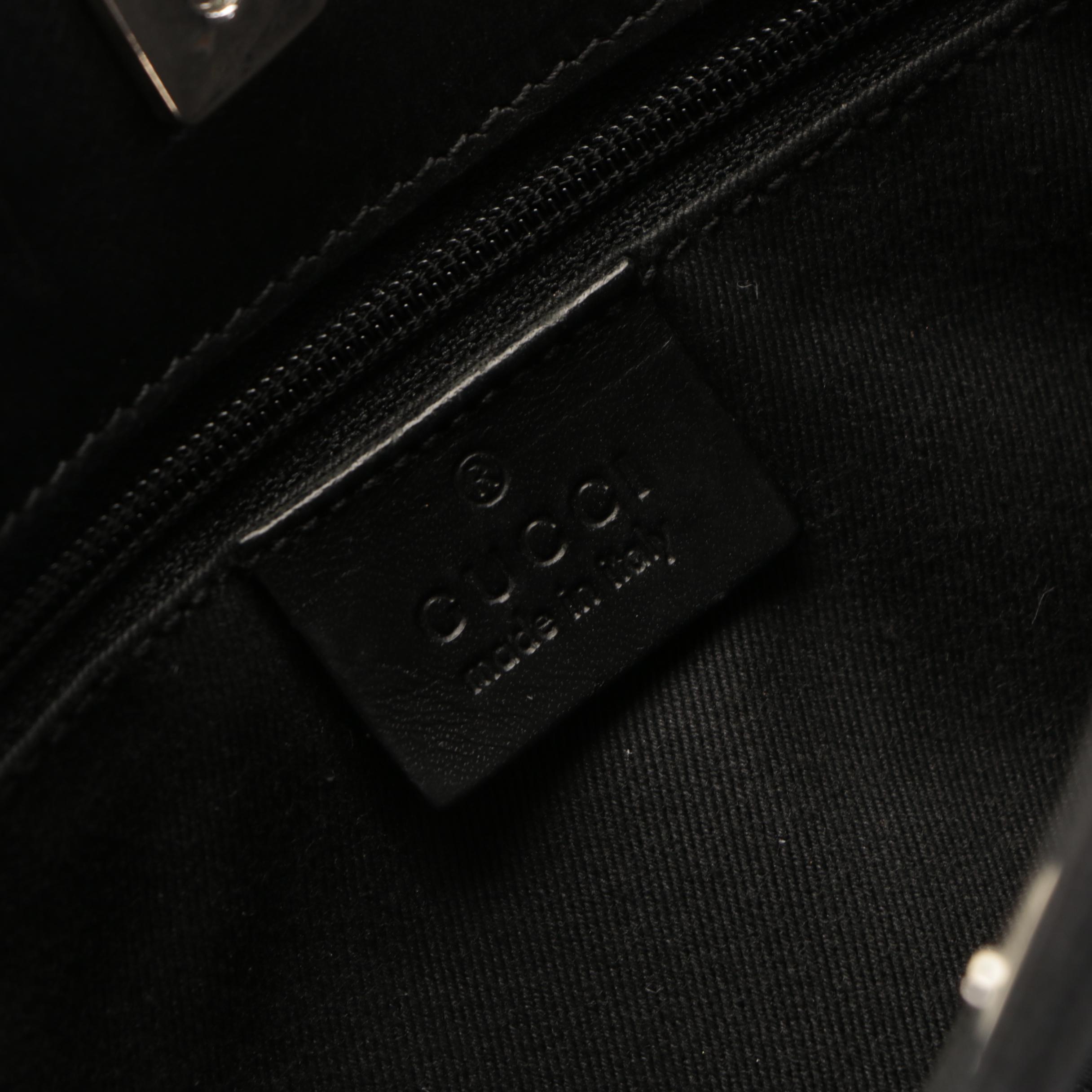 Gucci Flat Crossbody Bag in Black GG Canvas and Leather