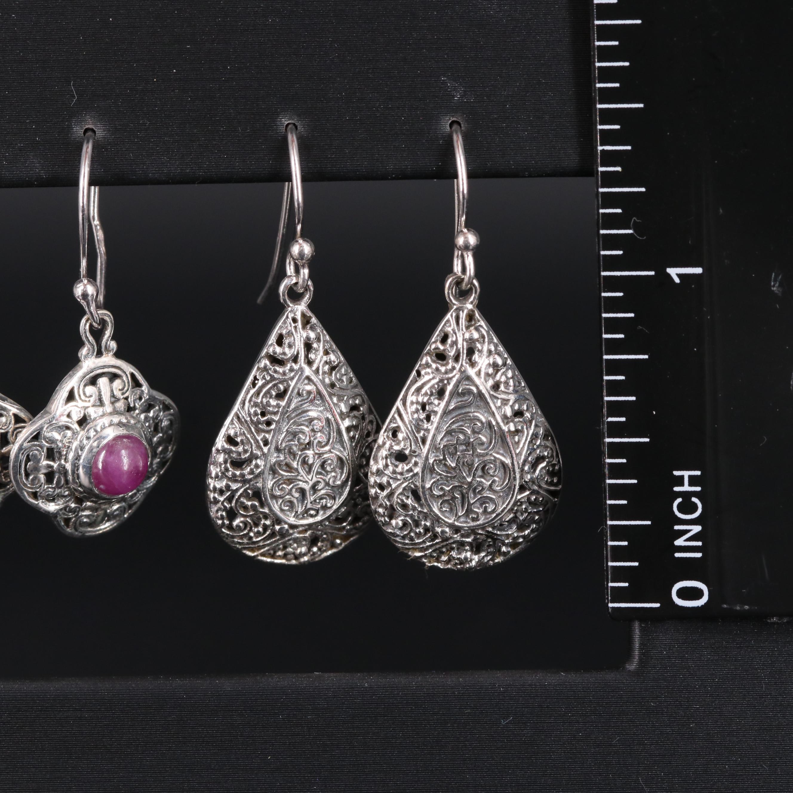 Assortment of Sterling Silver Earrings Including Gemstones