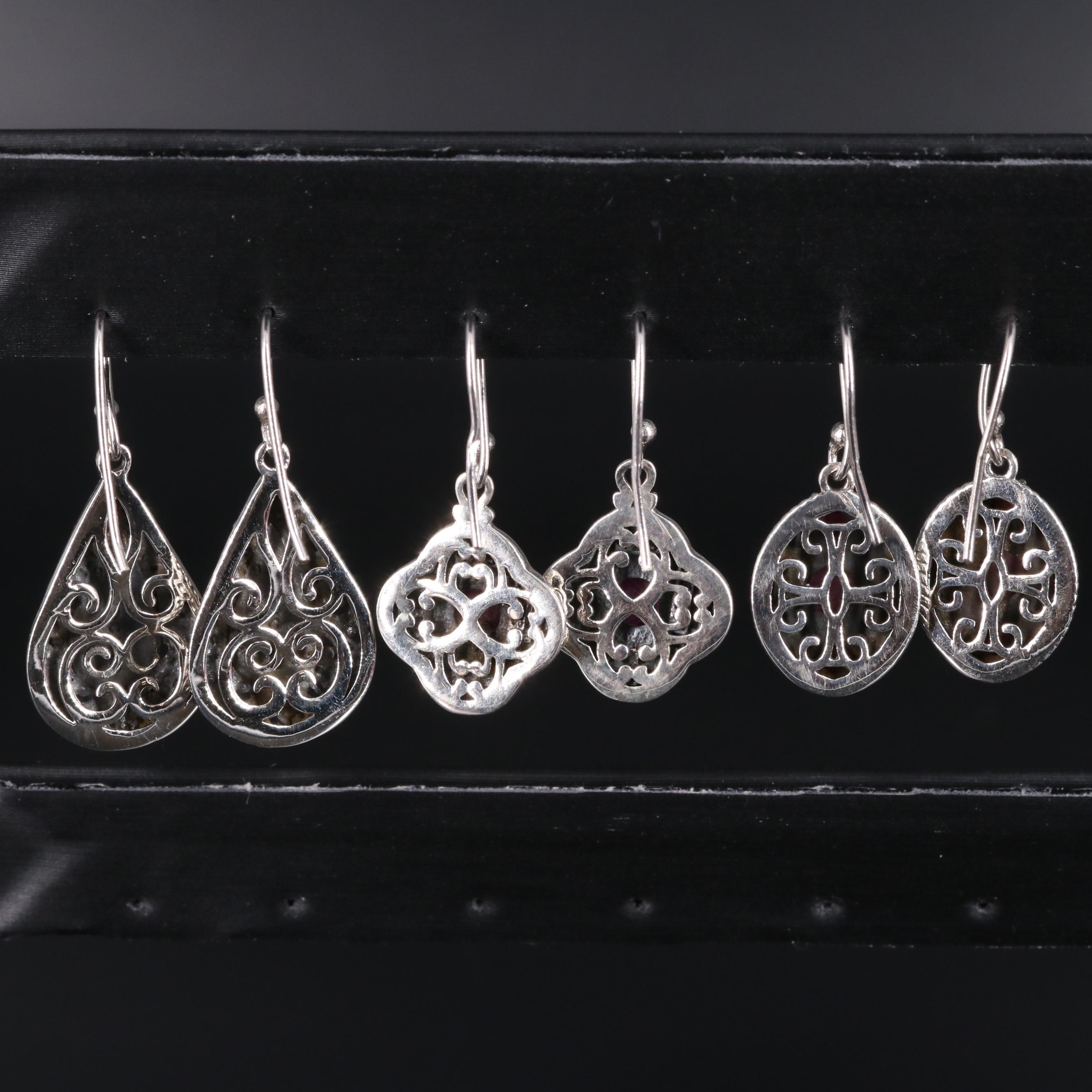 Assortment of Sterling Silver Earrings Including Gemstones