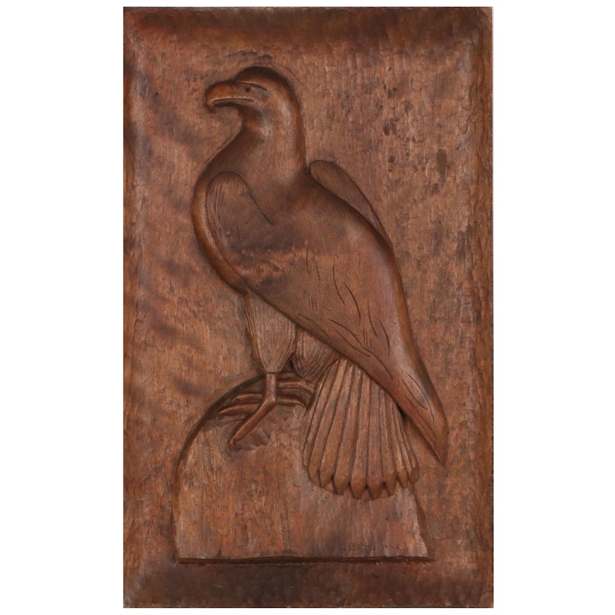 Folk Art Carved Wood Bald Eagle Panel, Late 19th Century