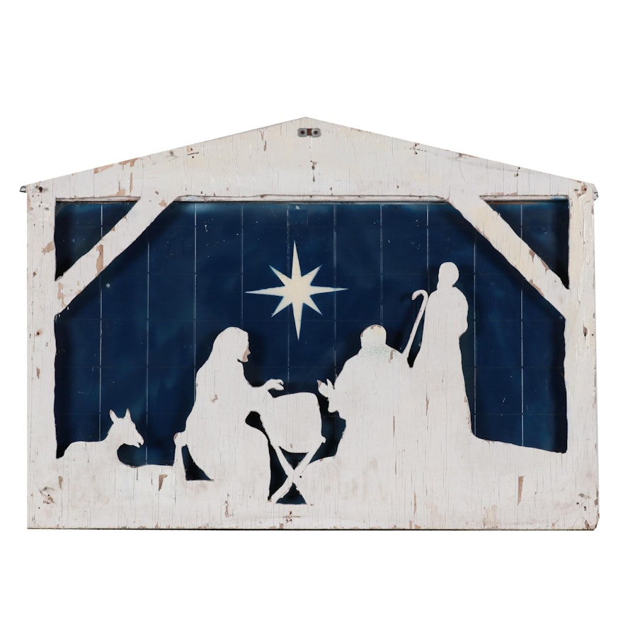 Painted Wood Sculpture of Nativity Scene, Mid-20th Century