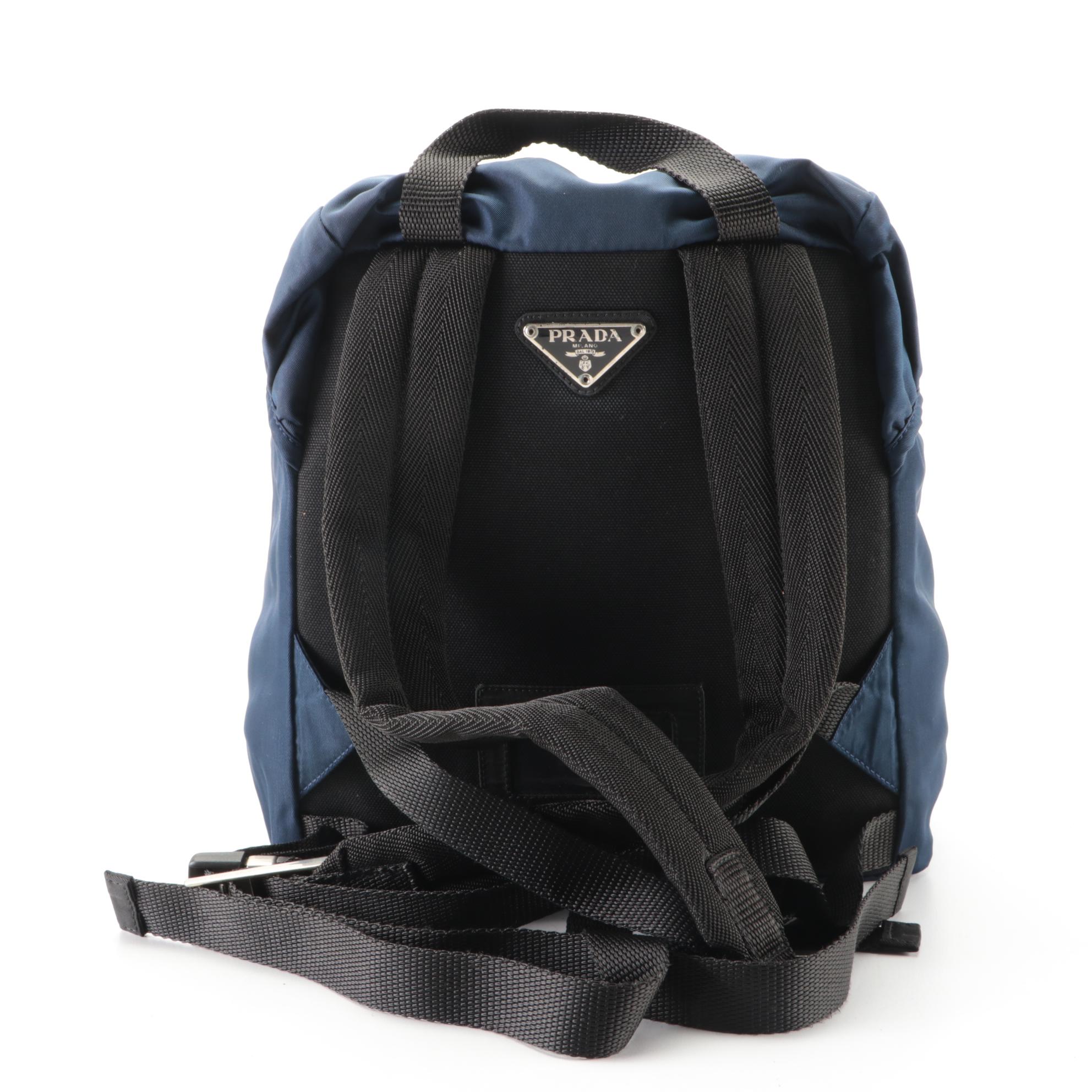 Prada Small Backpack in Baltico Tessuto Nylon with Black Trim
