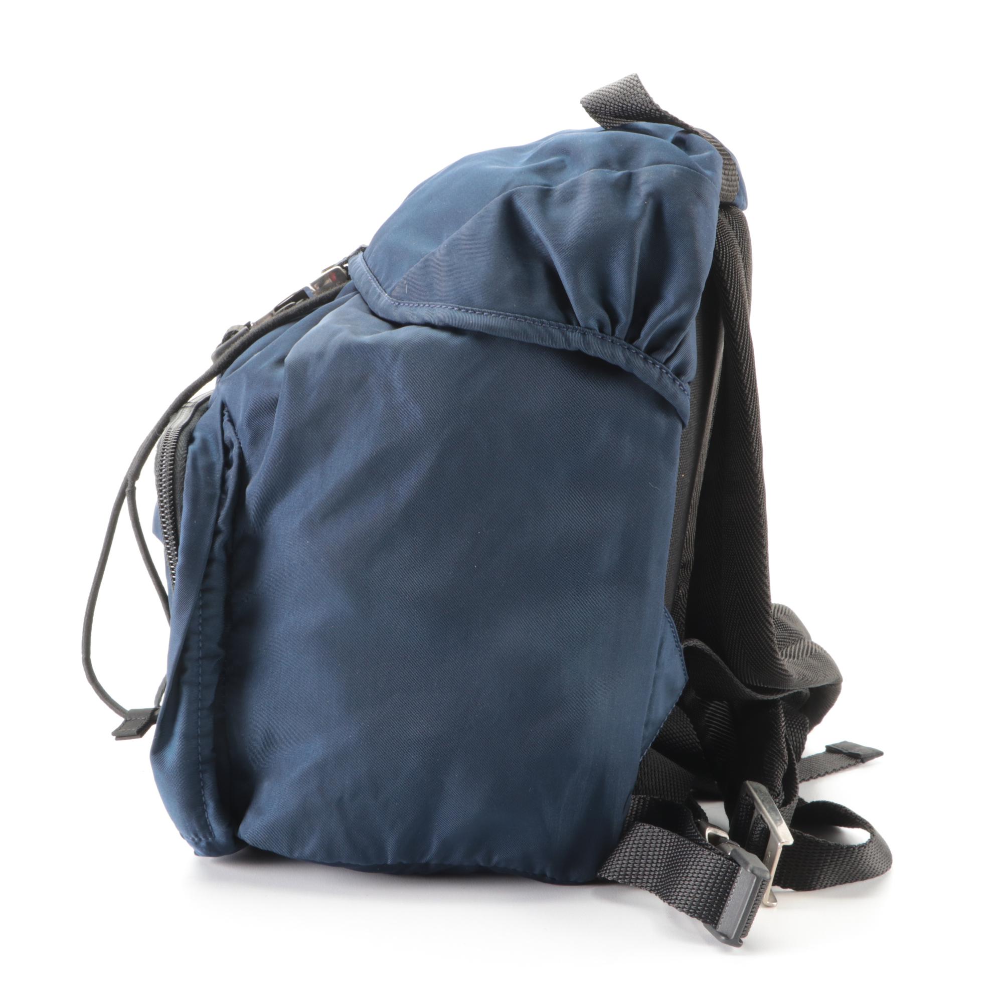 Prada Small Backpack in Baltico Tessuto Nylon with Black Trim
