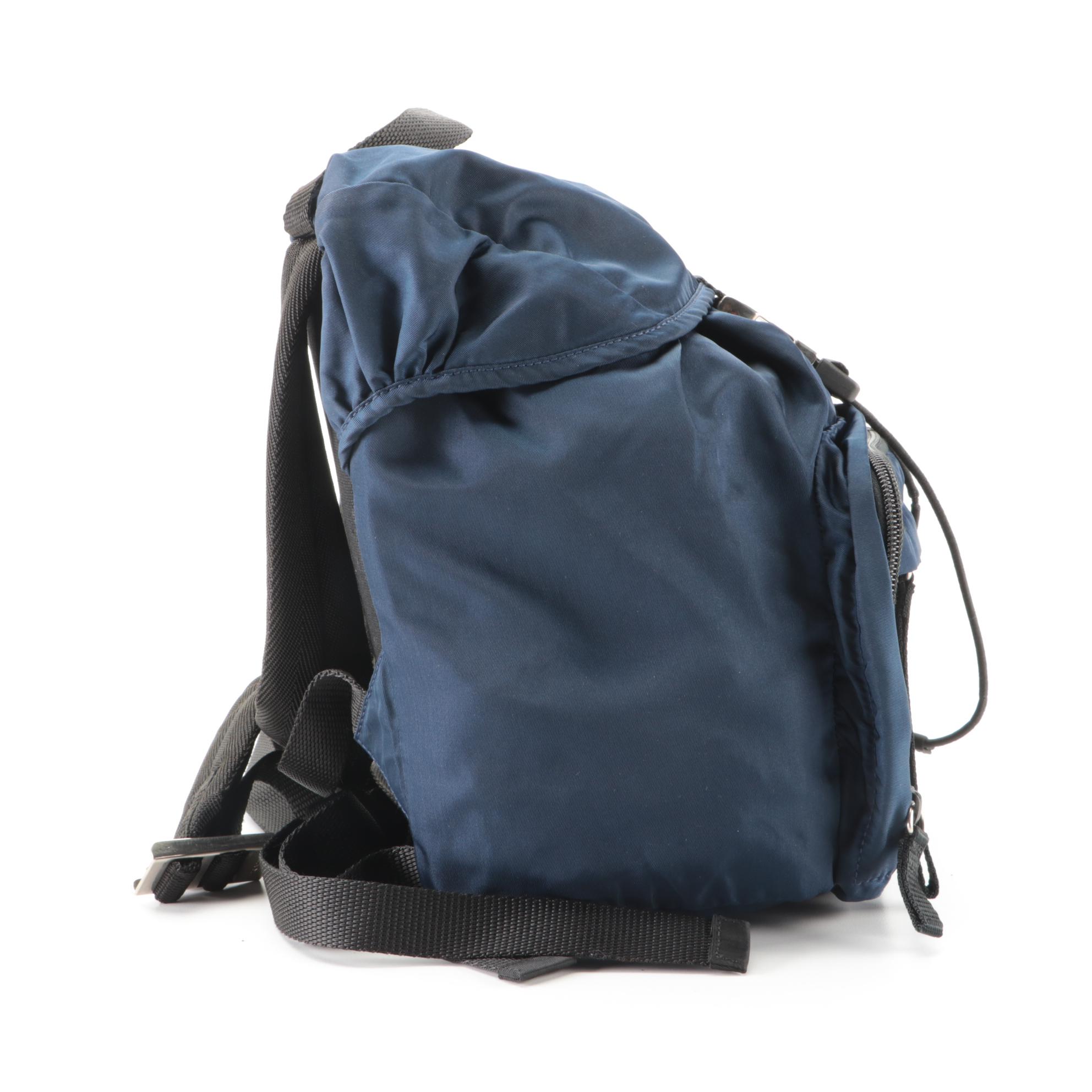 Prada Small Backpack in Baltico Tessuto Nylon with Black Trim
