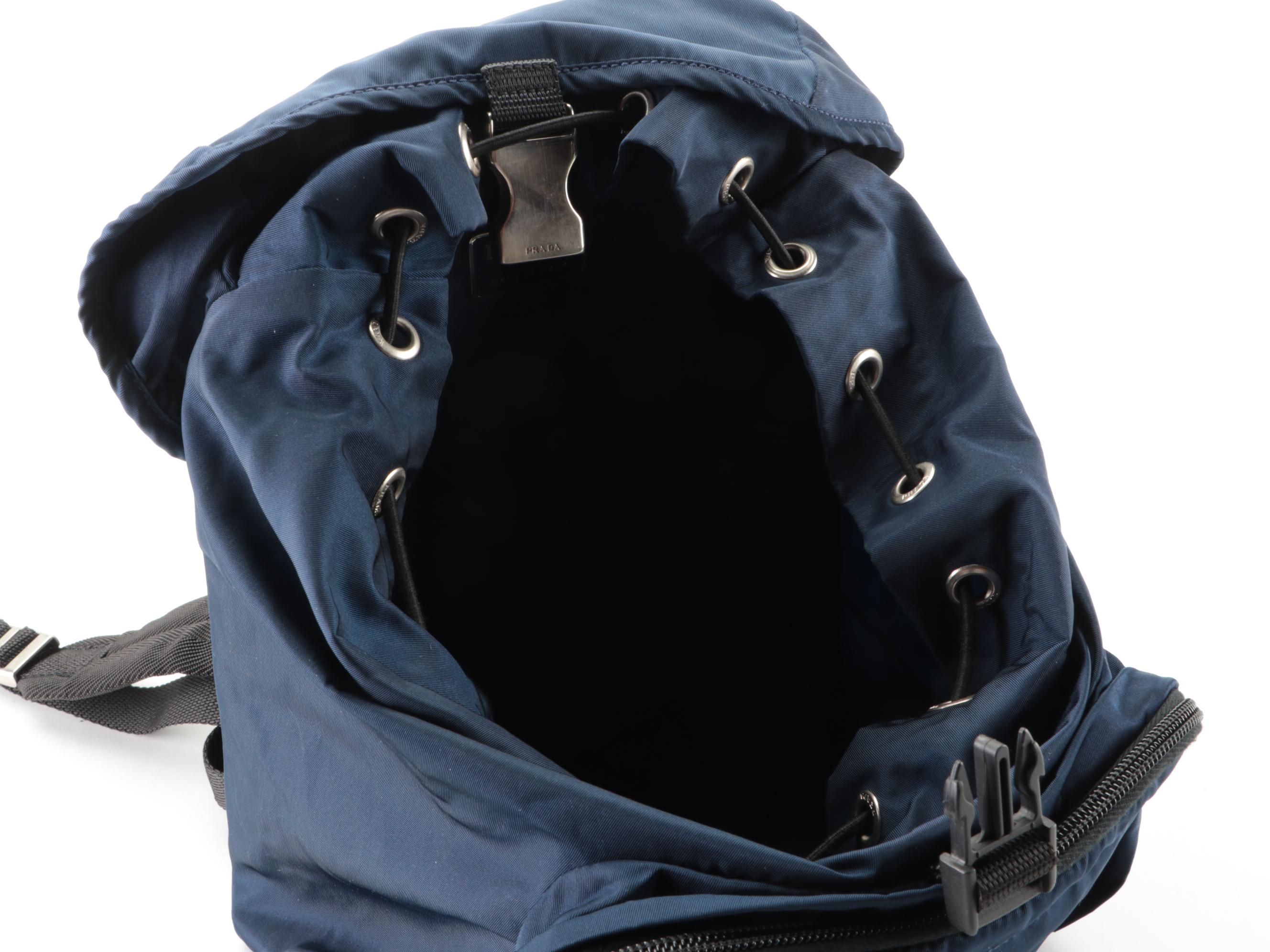 Prada Small Backpack in Baltico Tessuto Nylon with Black Trim