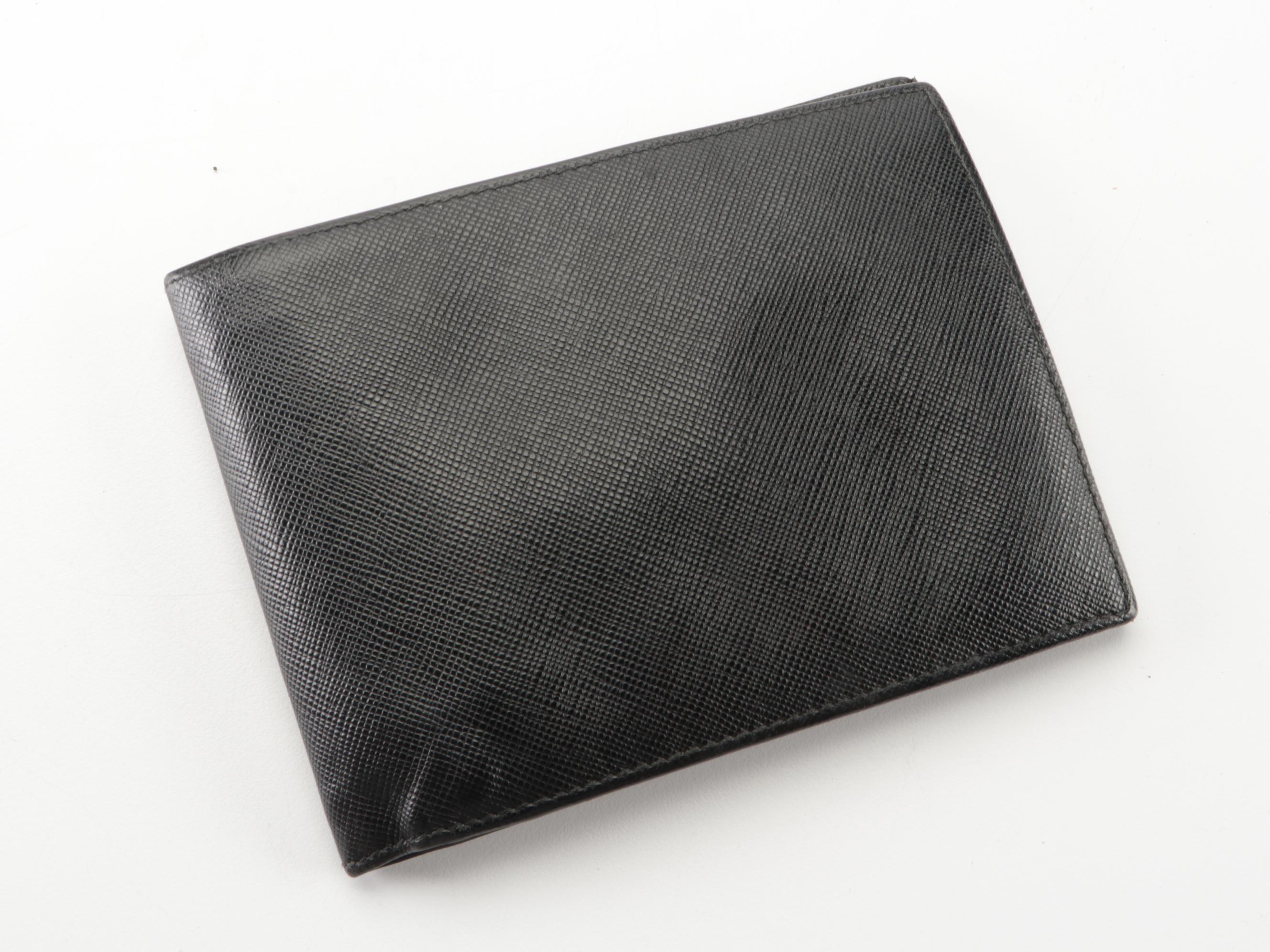 Prada Yen Bifold Wallet in Black Saffiano Leather