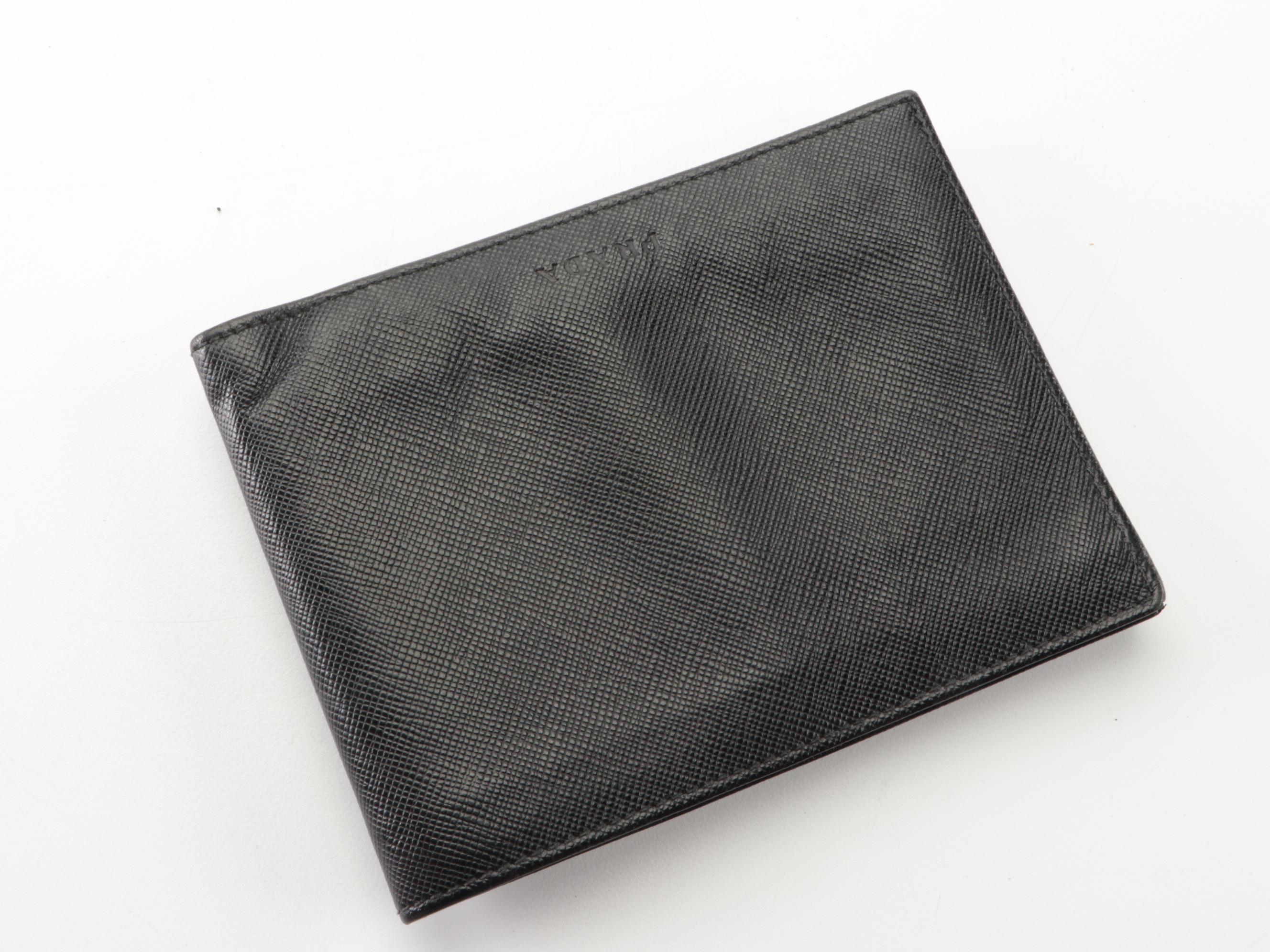 Prada Yen Bifold Wallet in Black Saffiano Leather