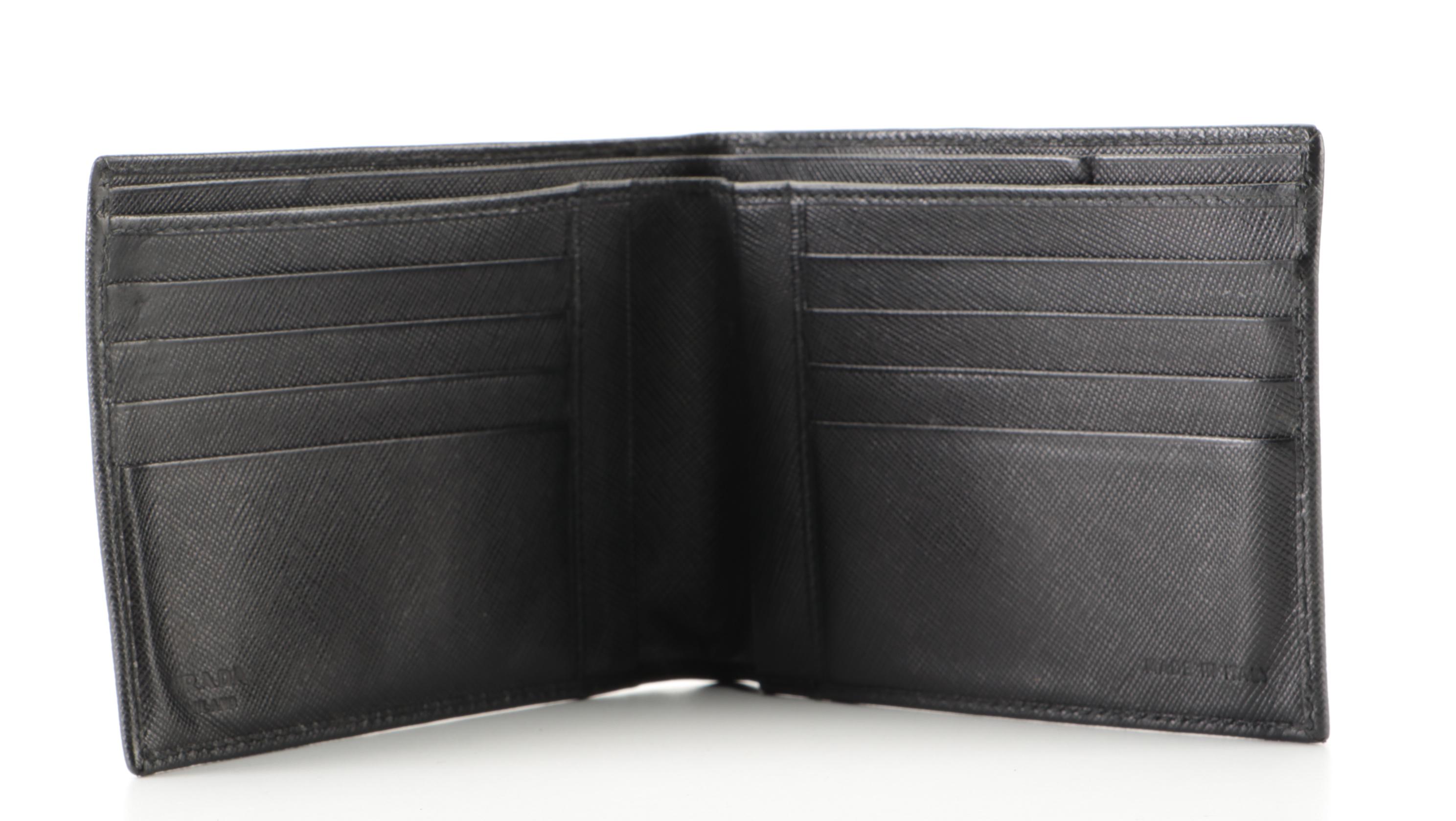 Prada Yen Bifold Wallet in Black Saffiano Leather