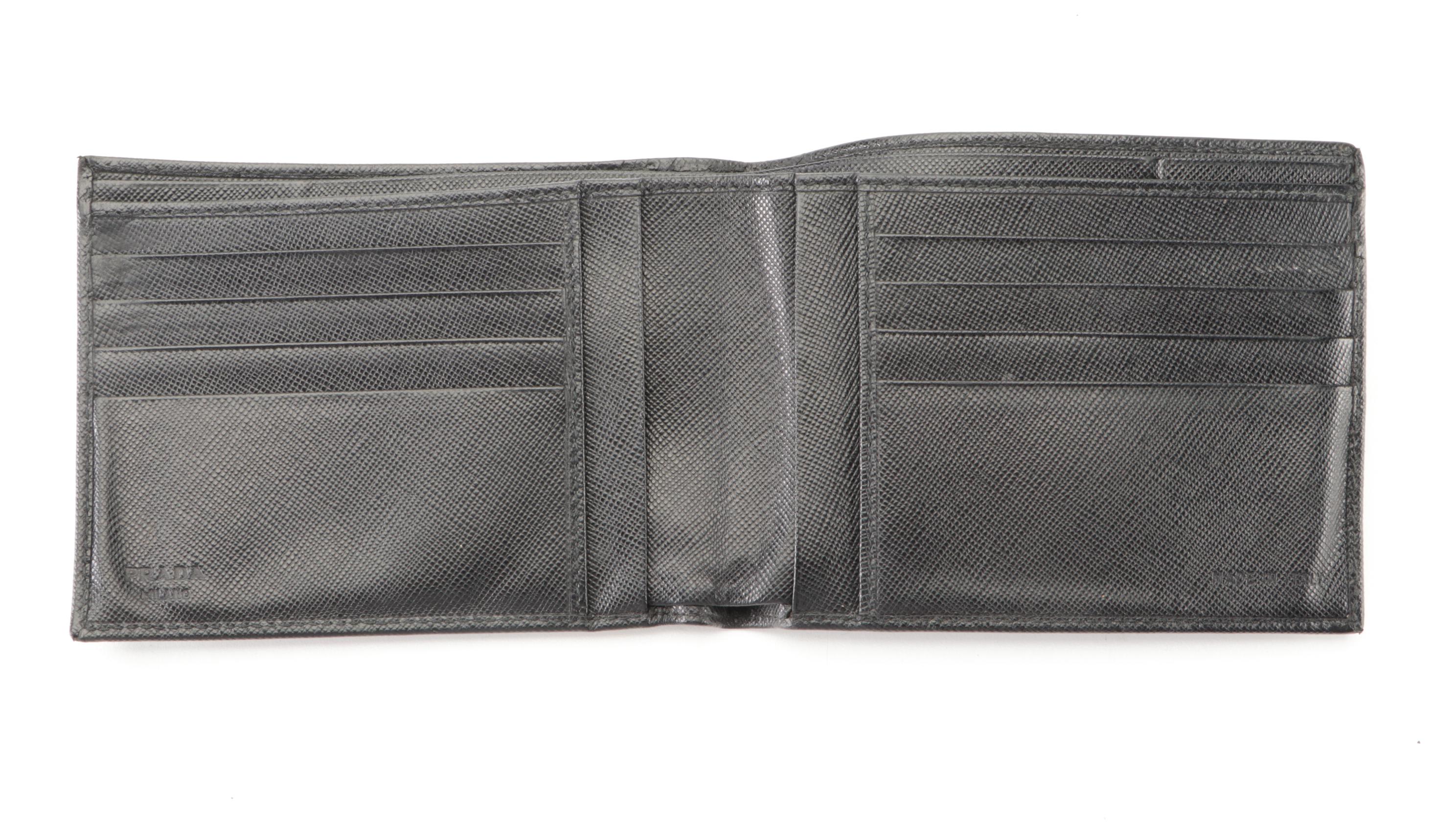 Prada Yen Bifold Wallet in Black Saffiano Leather
