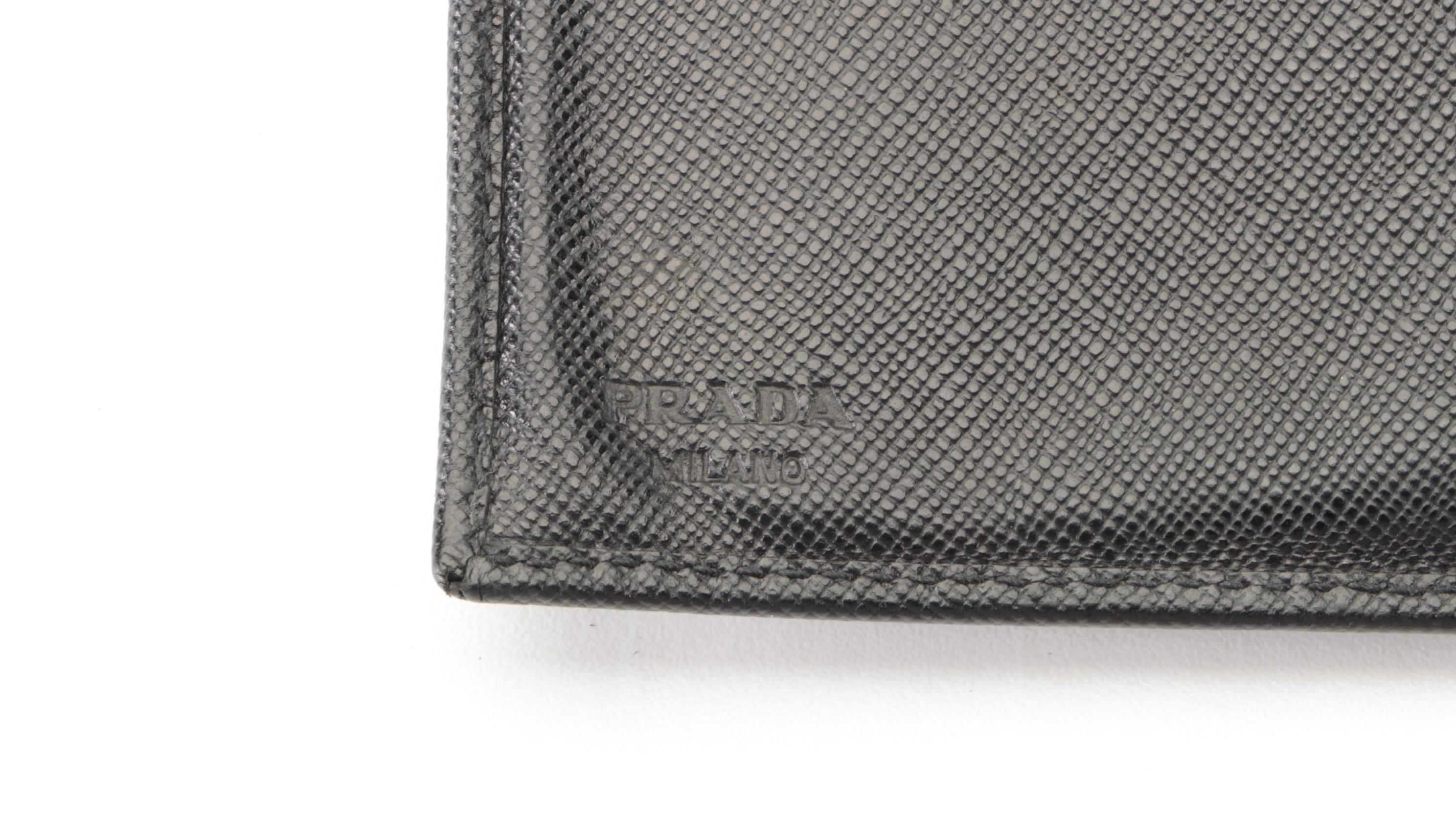 Prada Yen Bifold Wallet in Black Saffiano Leather