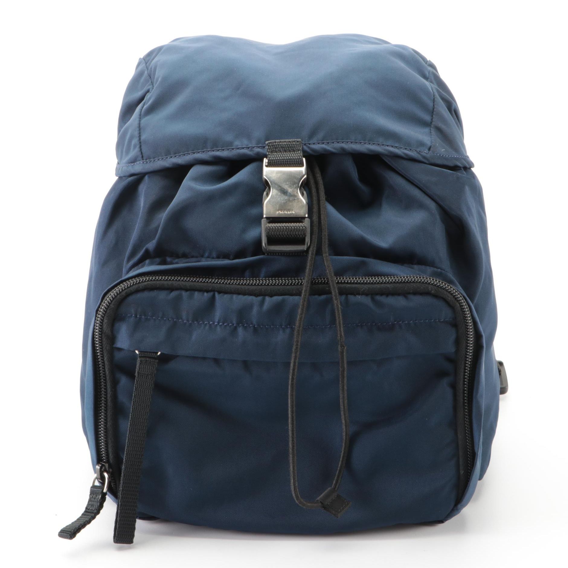 Prada Small Backpack in Baltico Tessuto Nylon with Black Trim