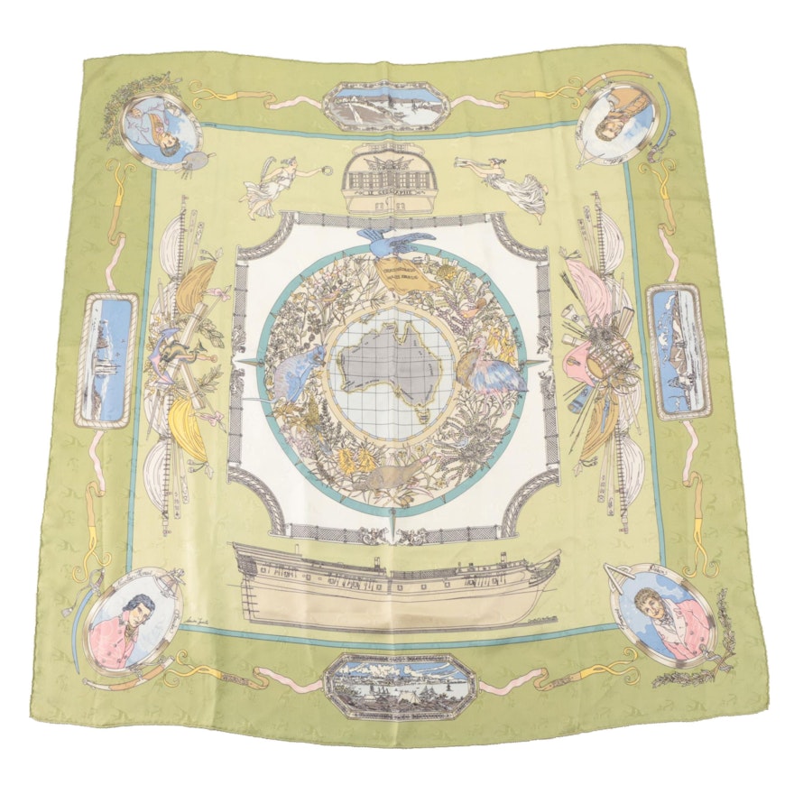 Hermès "Le Geographe" Silk Jacquard Scarf