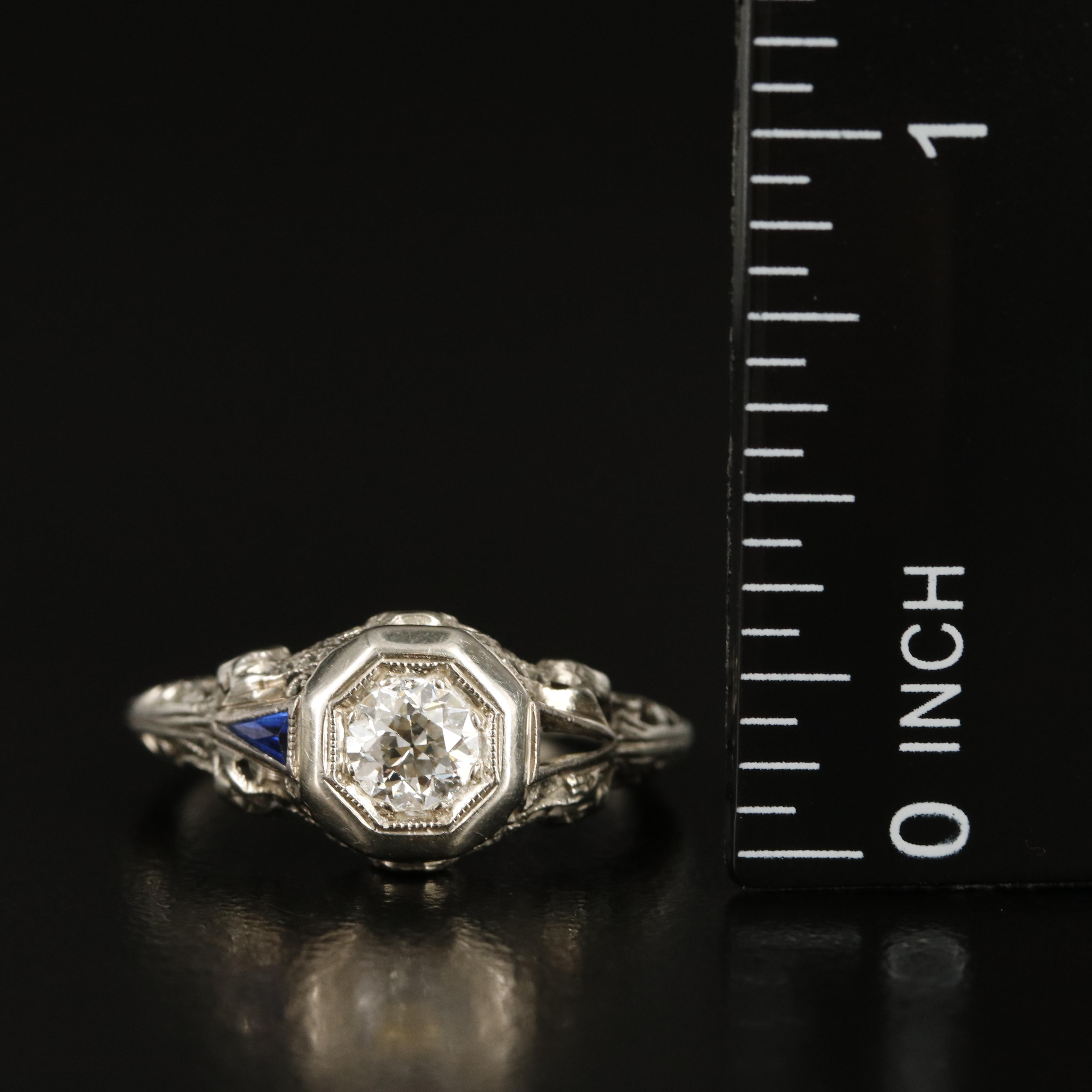 Edwardian 18K Diamond and Sapphire Ring
