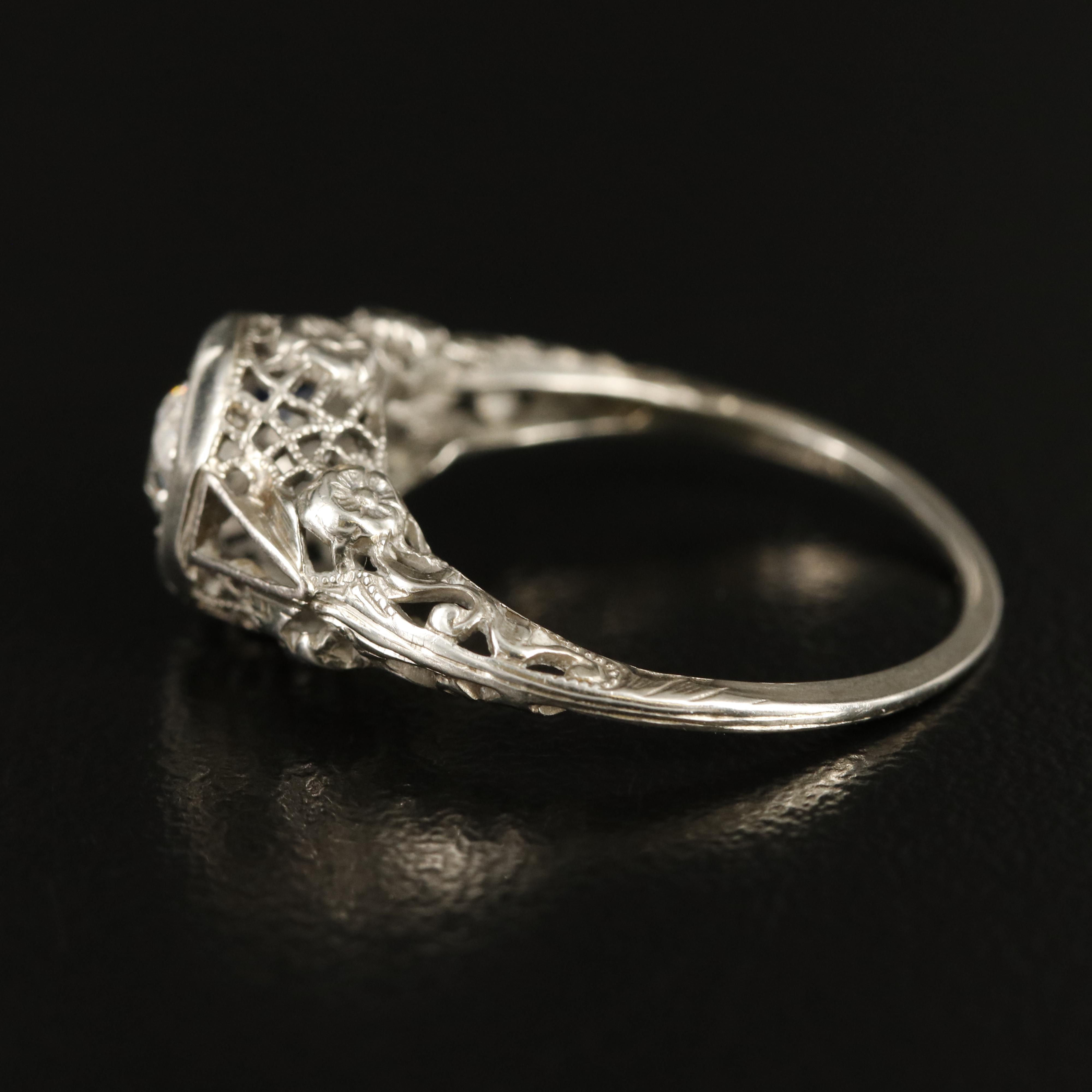 Edwardian 18K Diamond and Sapphire Ring