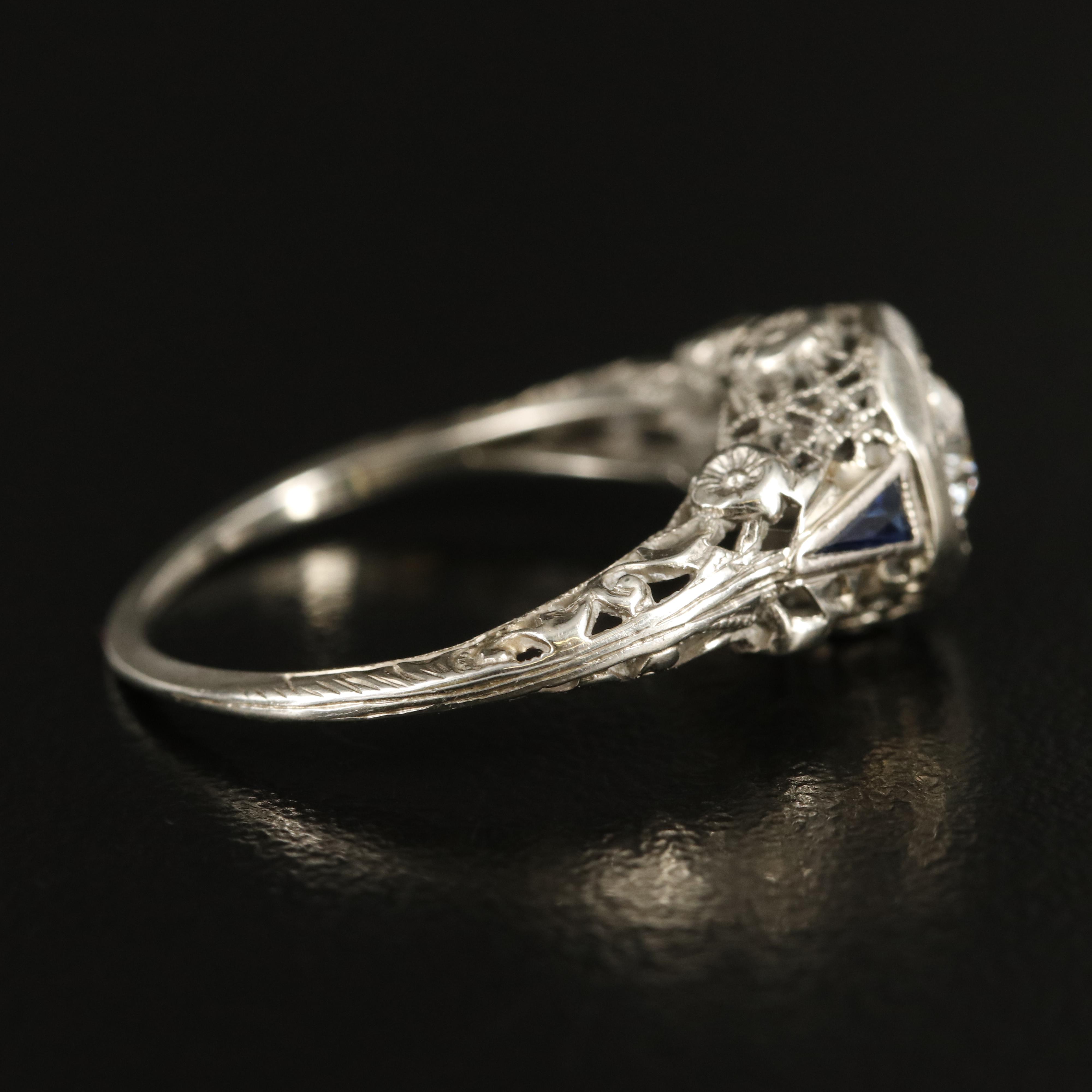 Edwardian 18K Diamond and Sapphire Ring