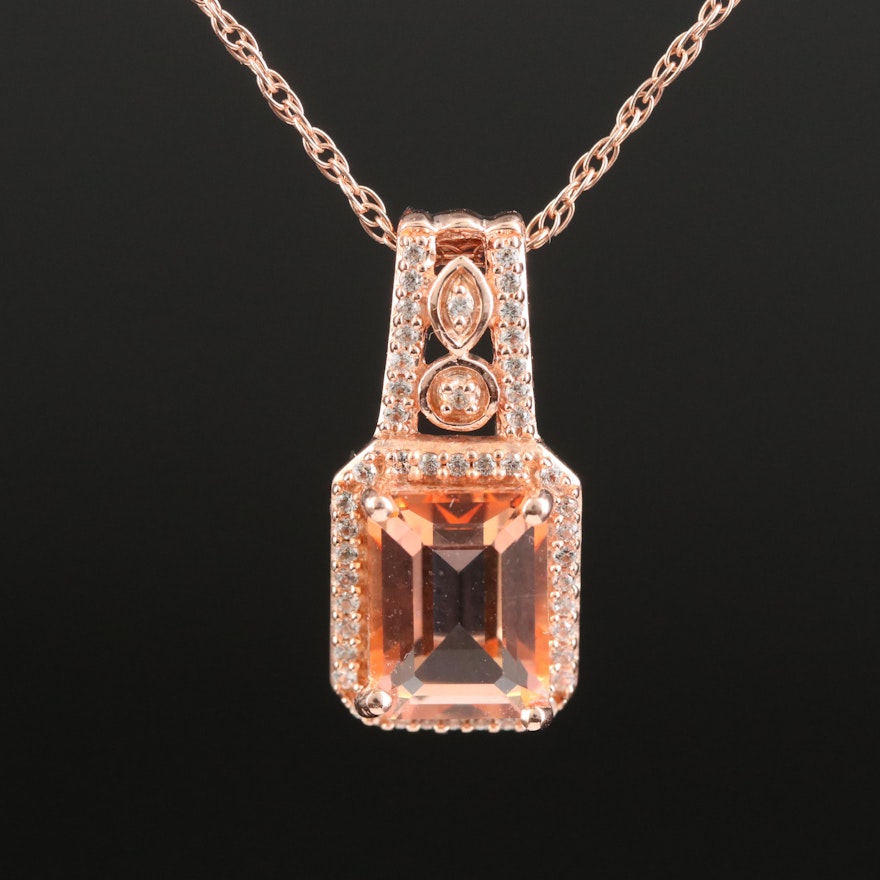Sterling Topaz and White Sapphire Pendant Necklace