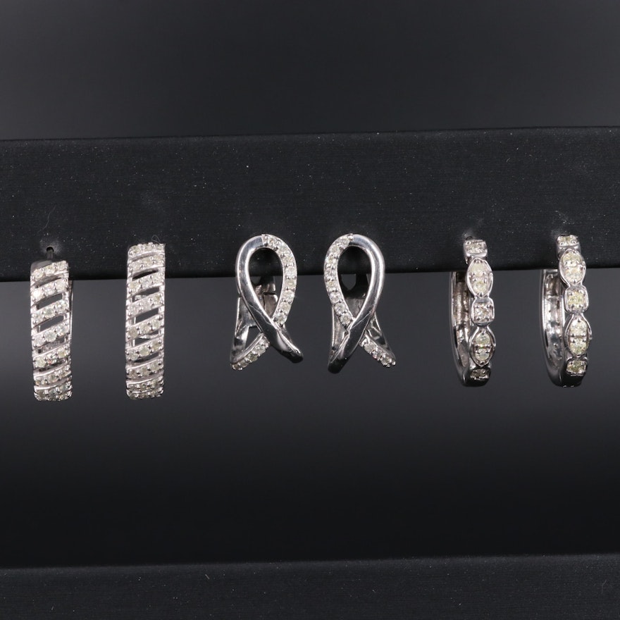 Sterling Silver Earring Collection with Diamonds