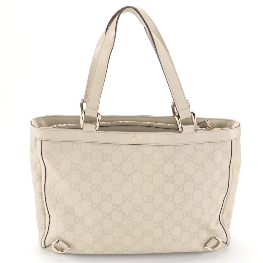 Gucci Abbey Tote Bag in Beige Guccissima Leather