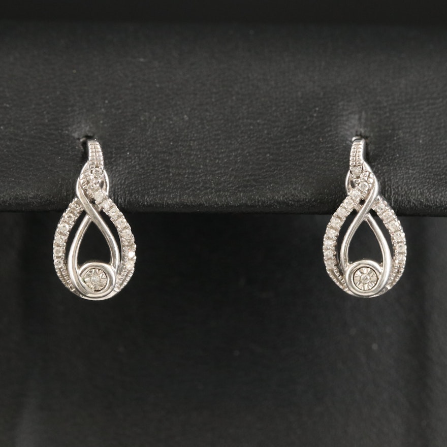 Sterling Diamond Teardrop Earrings