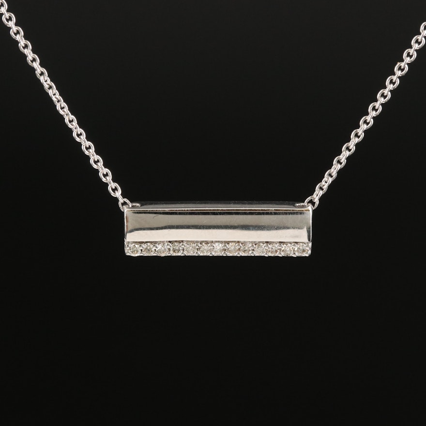 Sterling Diamond Bar Necklace