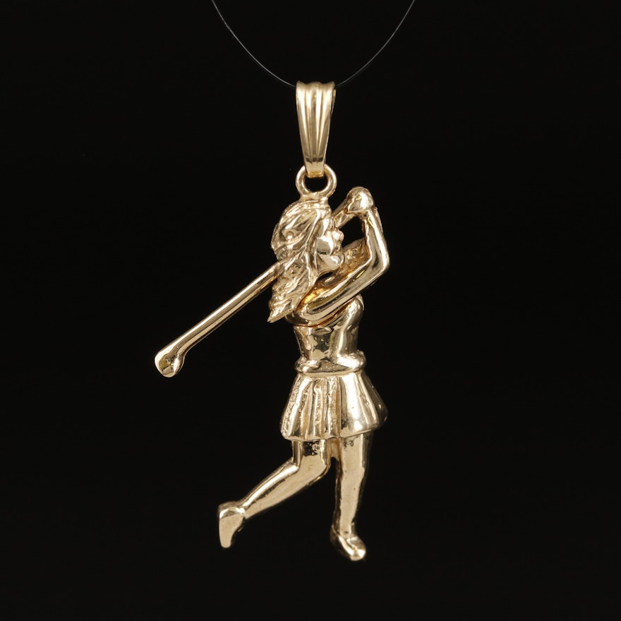 14K Articulated Woman Golfer Pendant