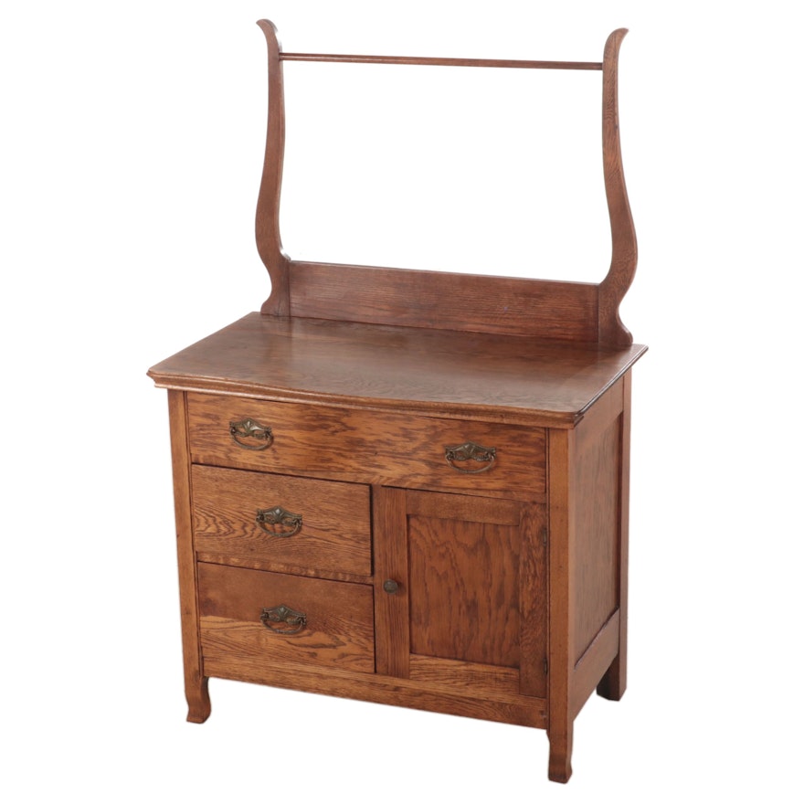 Late Victorian Oak Washstand, Late 19th or Early 20th Century