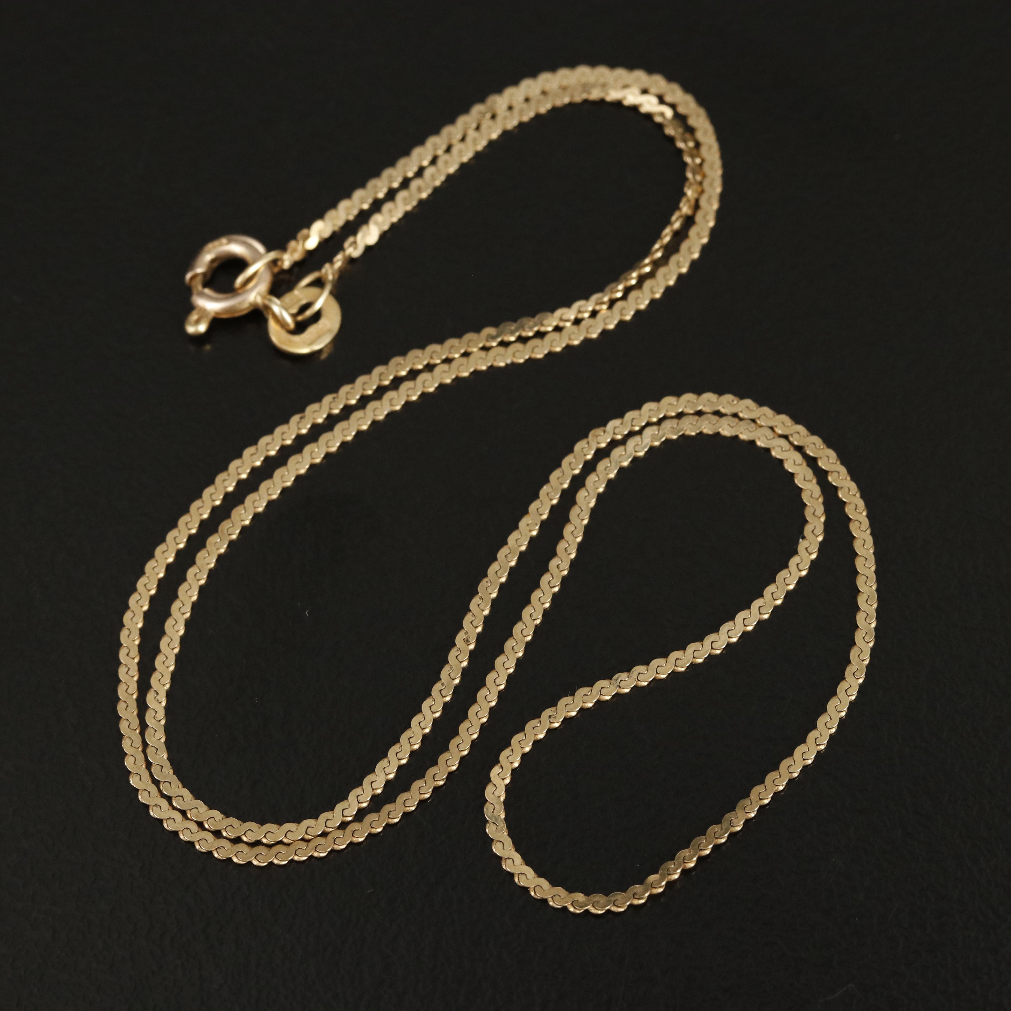 14K Serpentine Chain Necklace