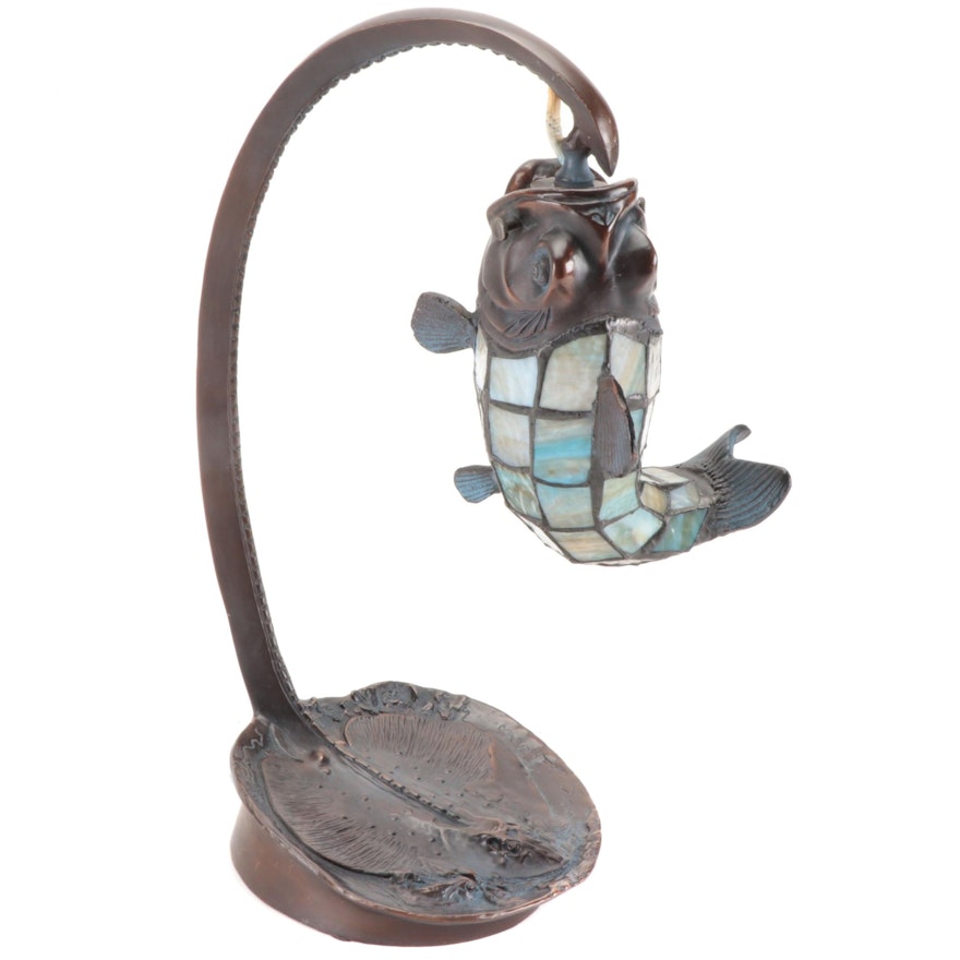 Slag Glass  Figural Fish Accent Lamp