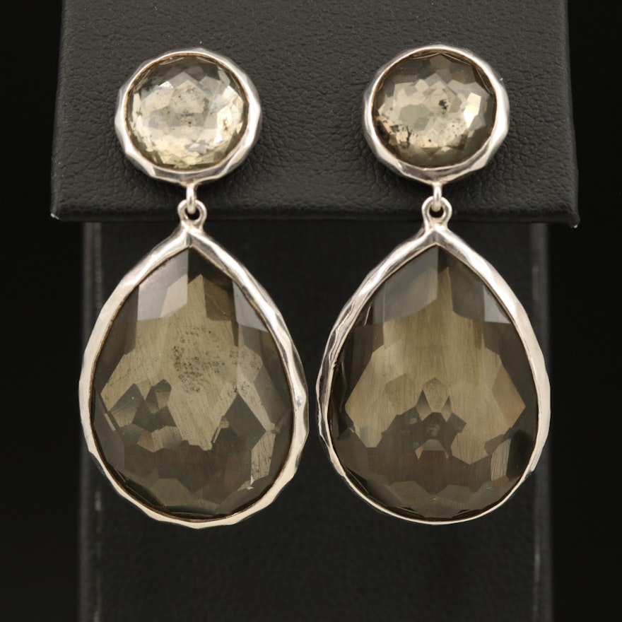 Ippolita Sterling Rock Crystal Quartz and Pyrite Doublet Earrings